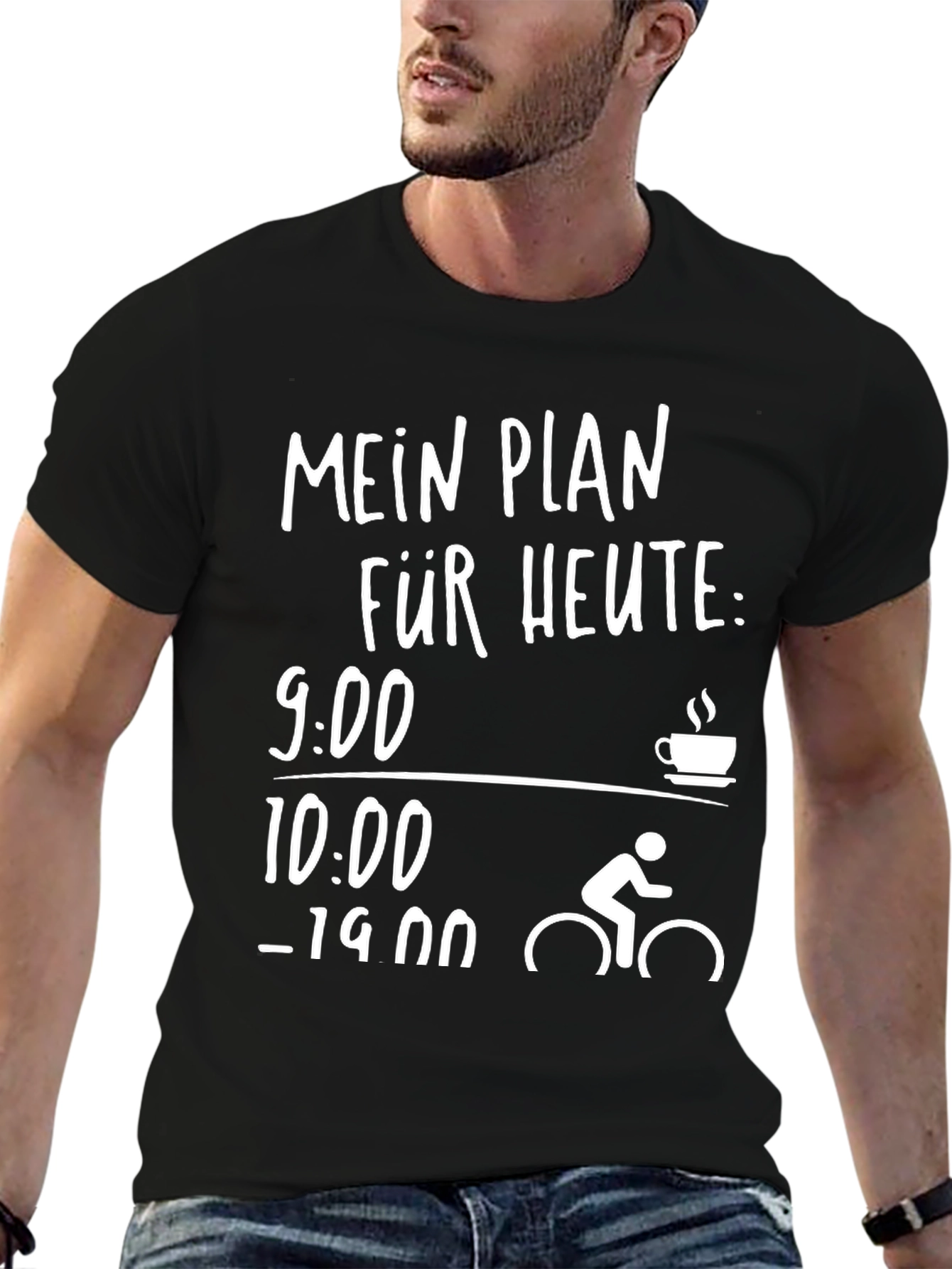 Black Cycling Plan T-Shirt - Coffee then Ride view 6