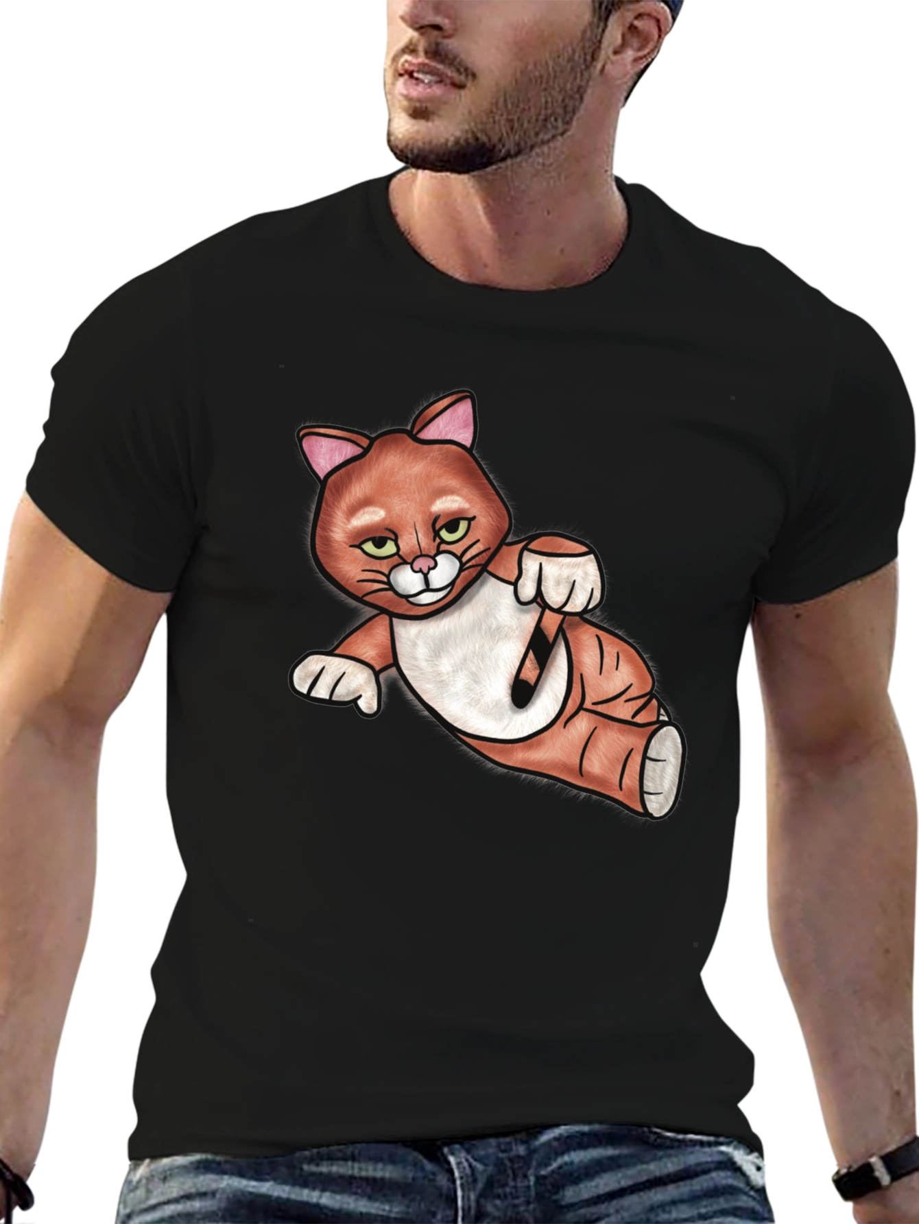 Black Cool Cat Graphic T-Shirt view 6