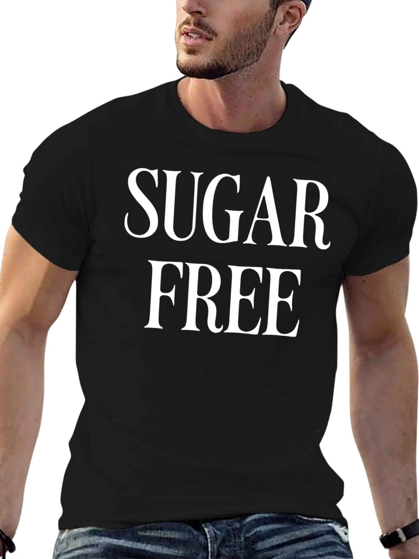 Black Sugar Free Graphic Tee - Black Cotton T-Shirt view 6