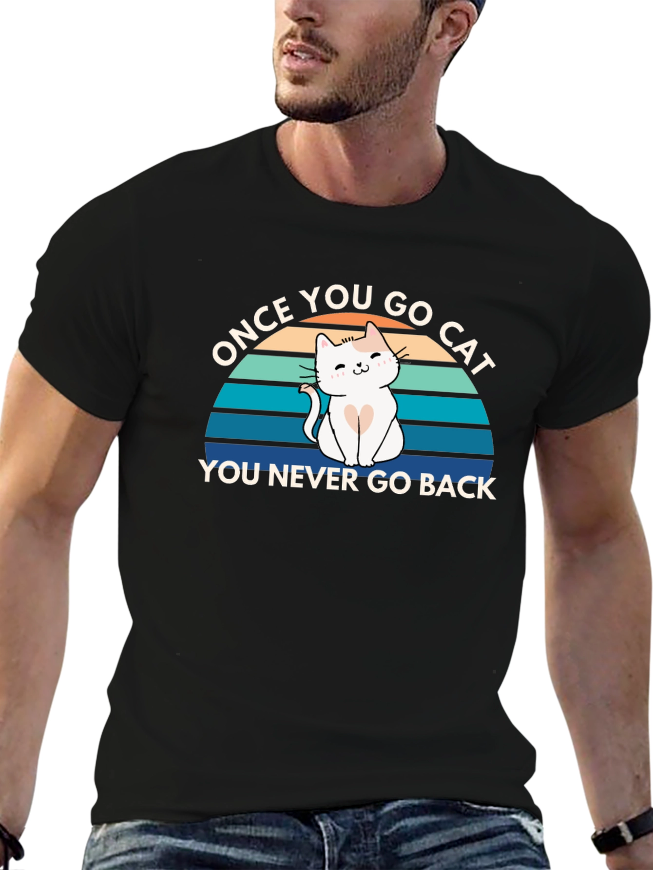 Black Once You Go Cat T-Shirt - Unisex Funny Kitten Tee view 6