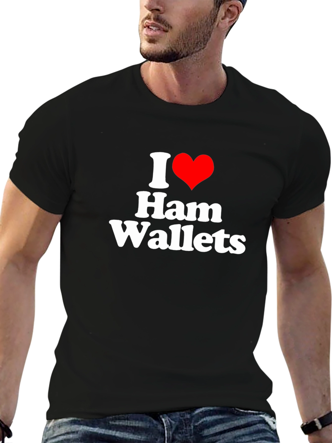 Black I Heart Ham Wallets Funny Graphic Tee view 6