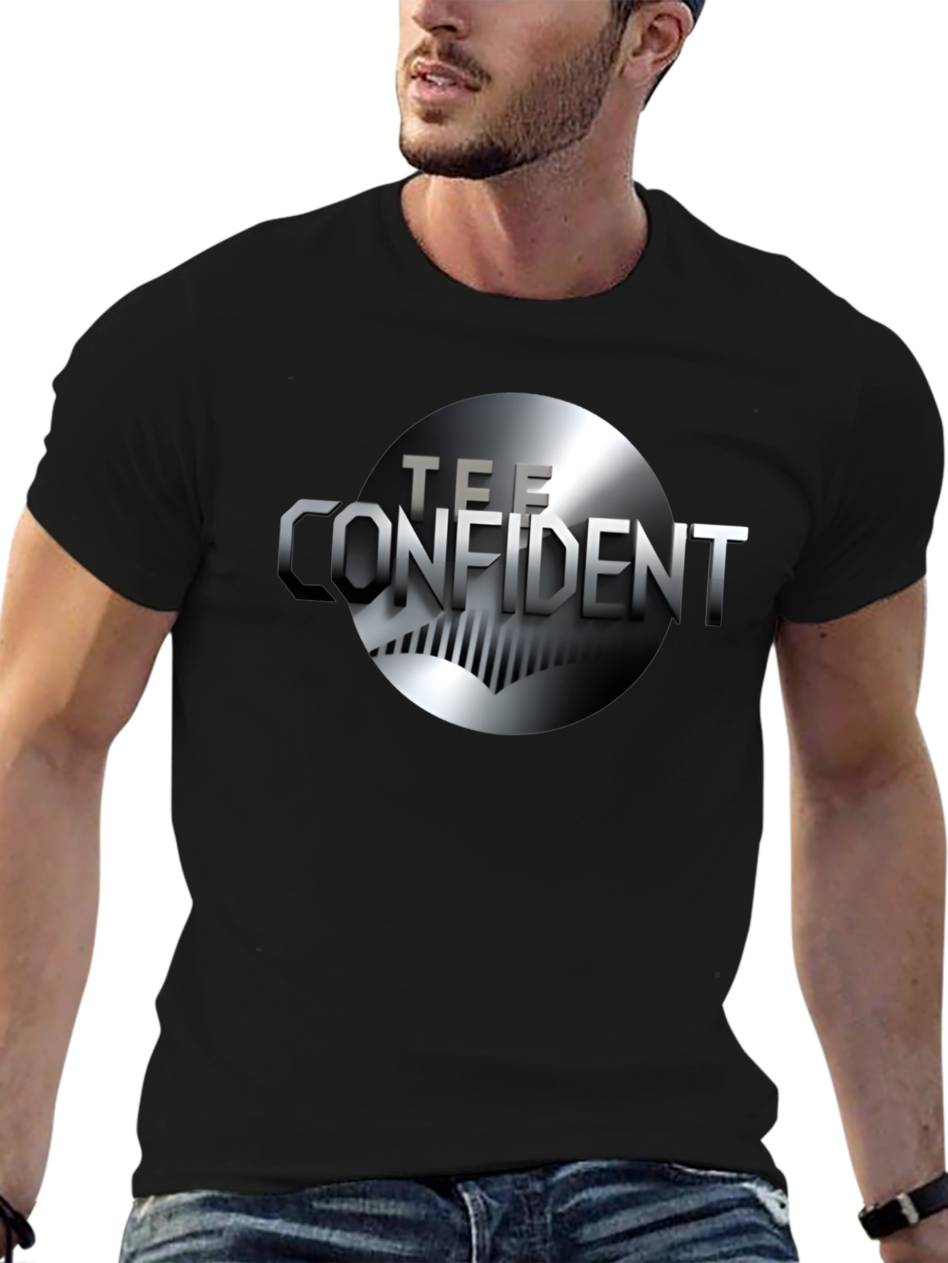 Black Tee Confident Black Graphic T-Shirt - Modern Design view 6