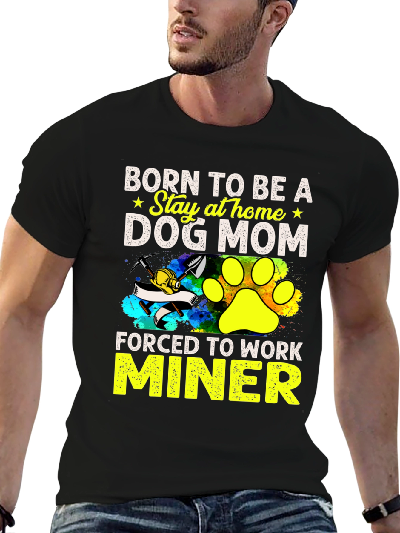 Black Dog Mom Miner T-Shirt - Stay at Home Force view 6