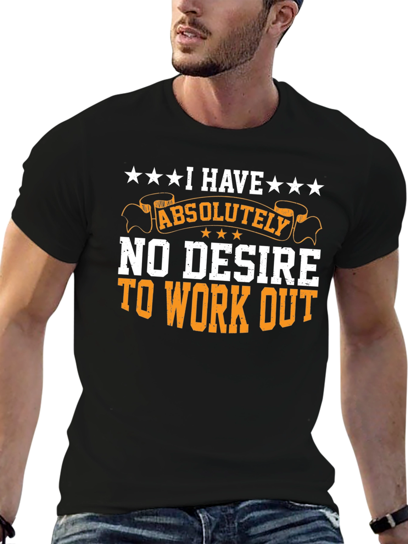 Black Funny Workout T-Shirt - No Desire to Exercise view 6
