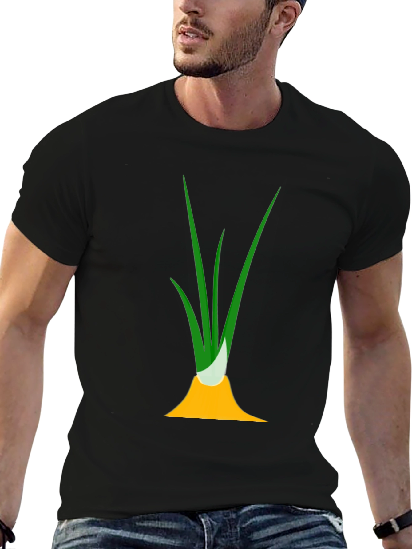 Black Funny Onion Graphic Tee - Black Cotton T-Shirt view 6