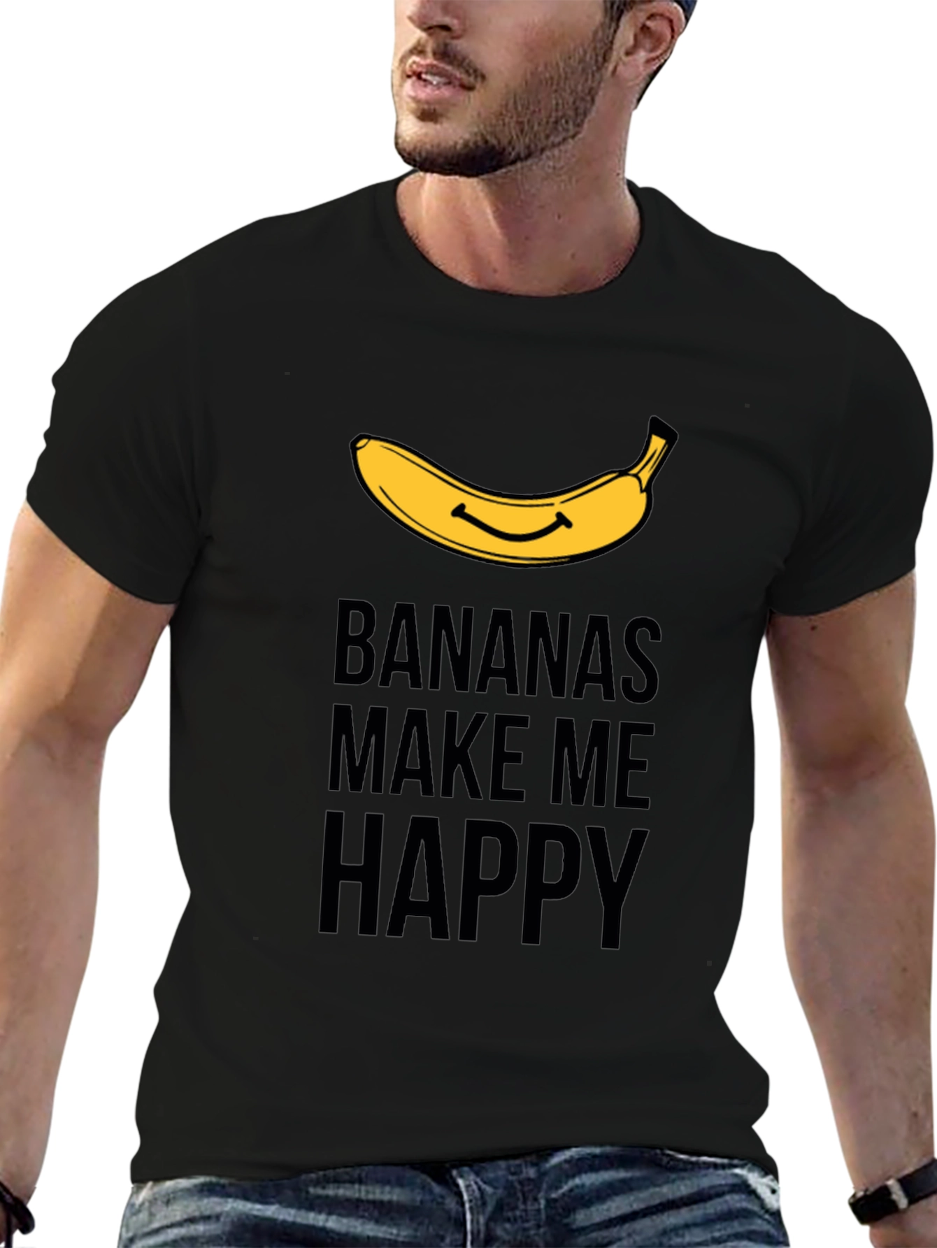 Black Bananas Make Me Happy Graphic T-Shirt view 6