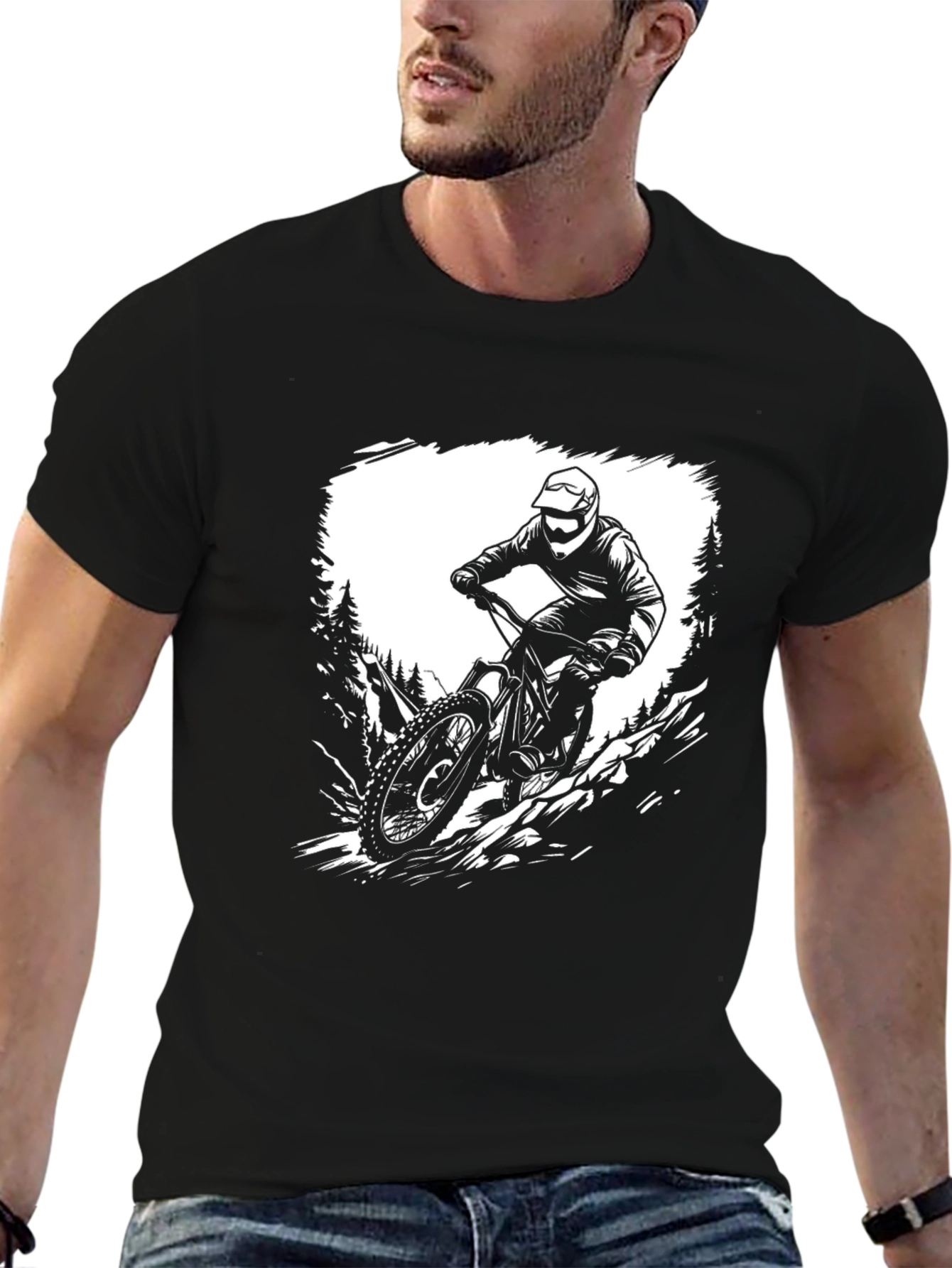 Black Mountain Bike Rider Graphic T-Shirt view 6