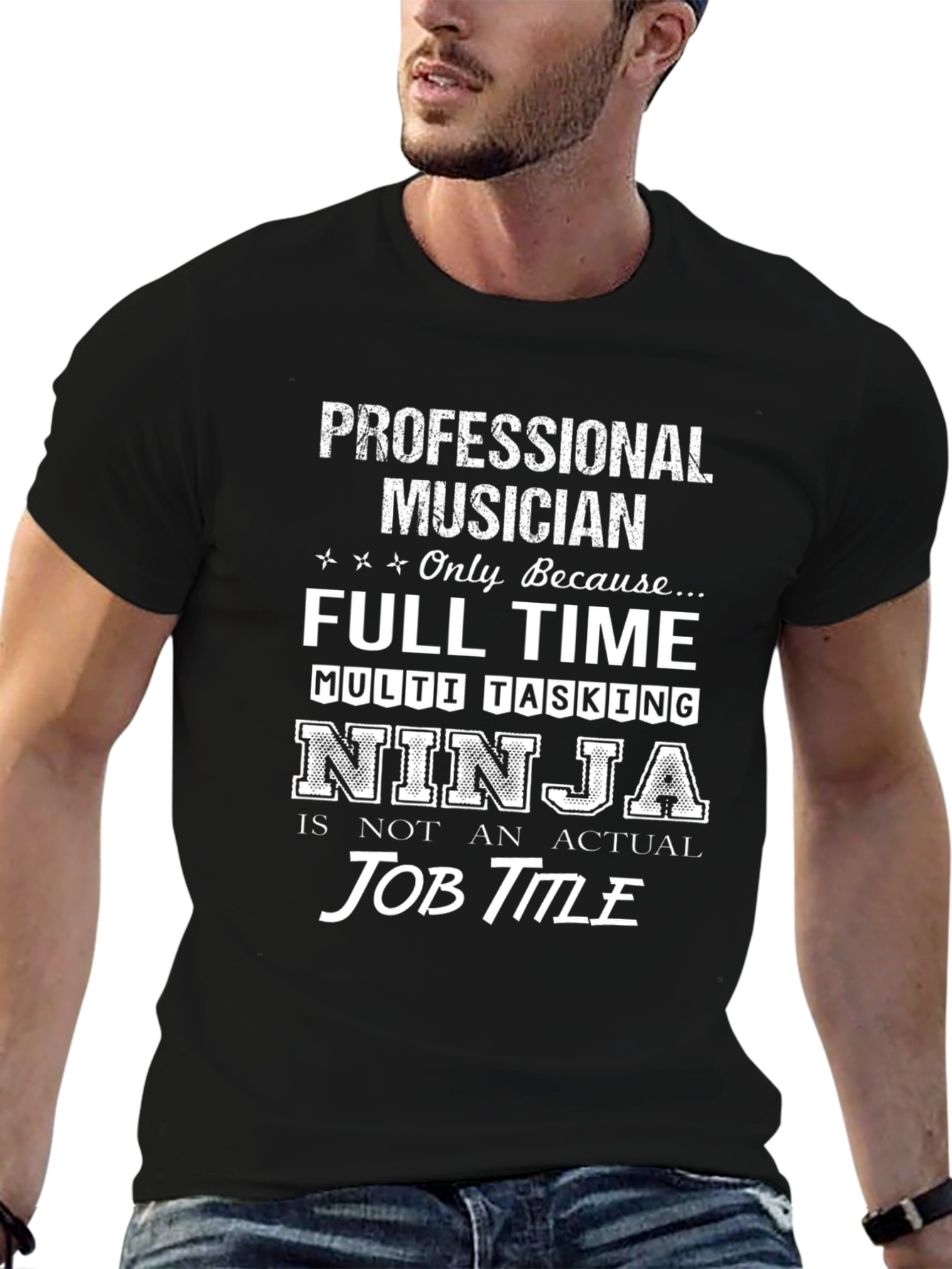 Black Musician Ninja Job Title Graphic Tee view 6