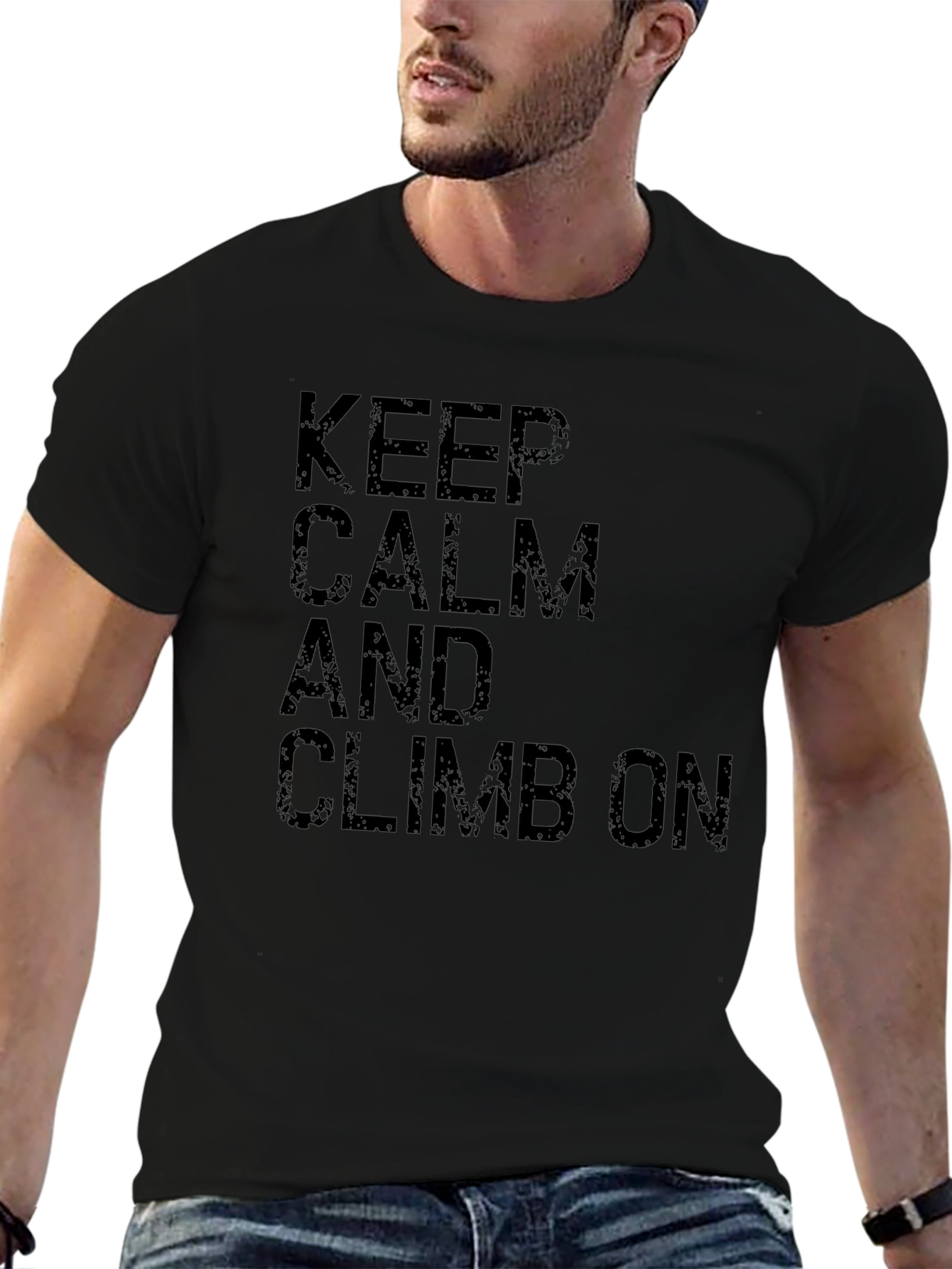 Black Keep Calm and Climb On T-Shirt - Black Cotton Tee view 6
