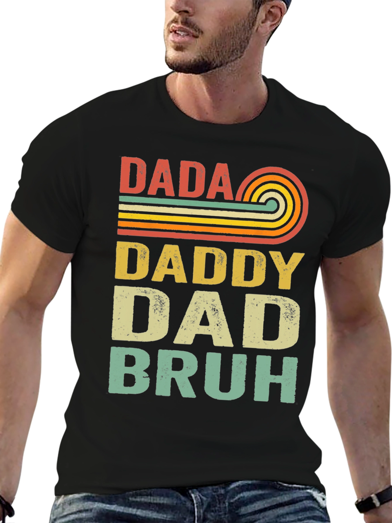 Black Retro Dada Daddy Dad Bruh T-Shirt view 6
