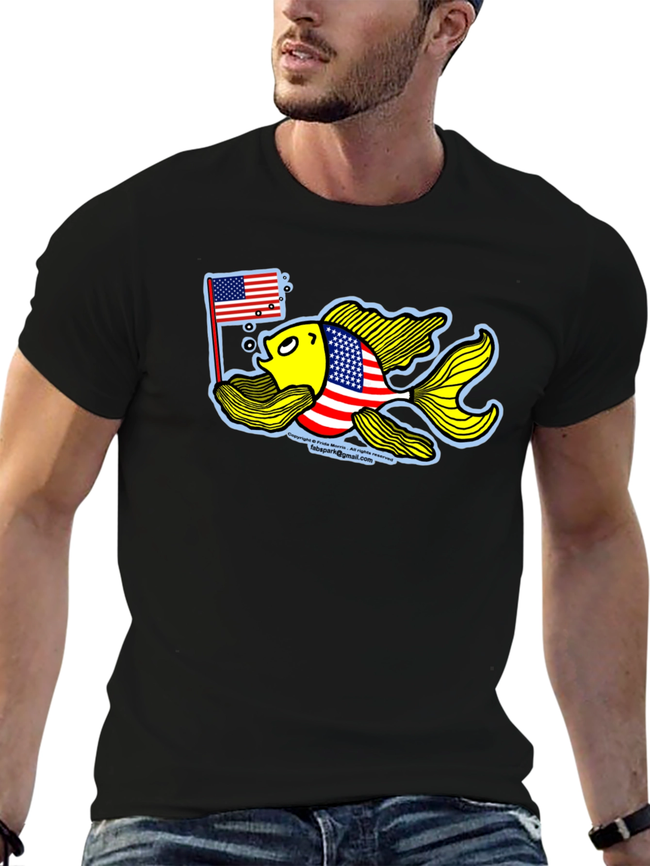 Black Patriotic Goldfish Graphic Tee view 6