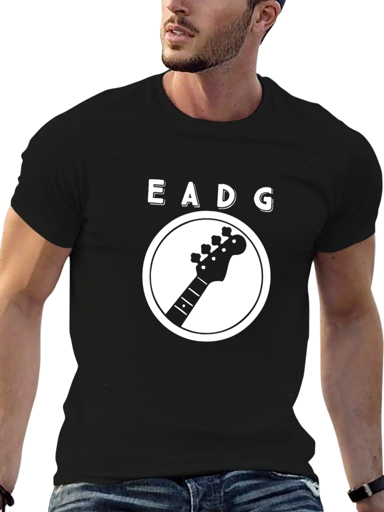 Black Bass Guitar T-Shirt - Musician Apparel view 6