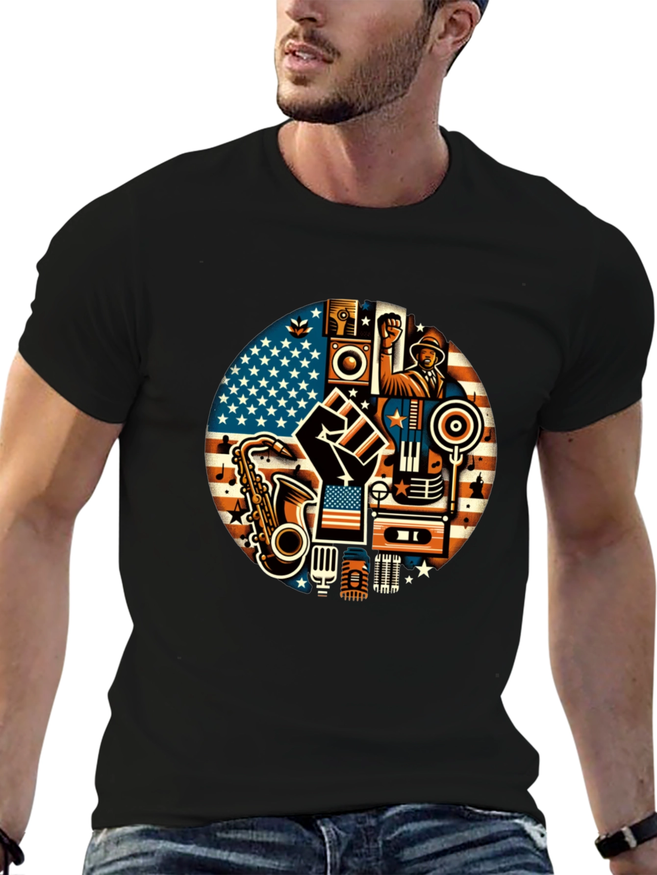 Black Music & Unity Graphic T-Shirt view 6