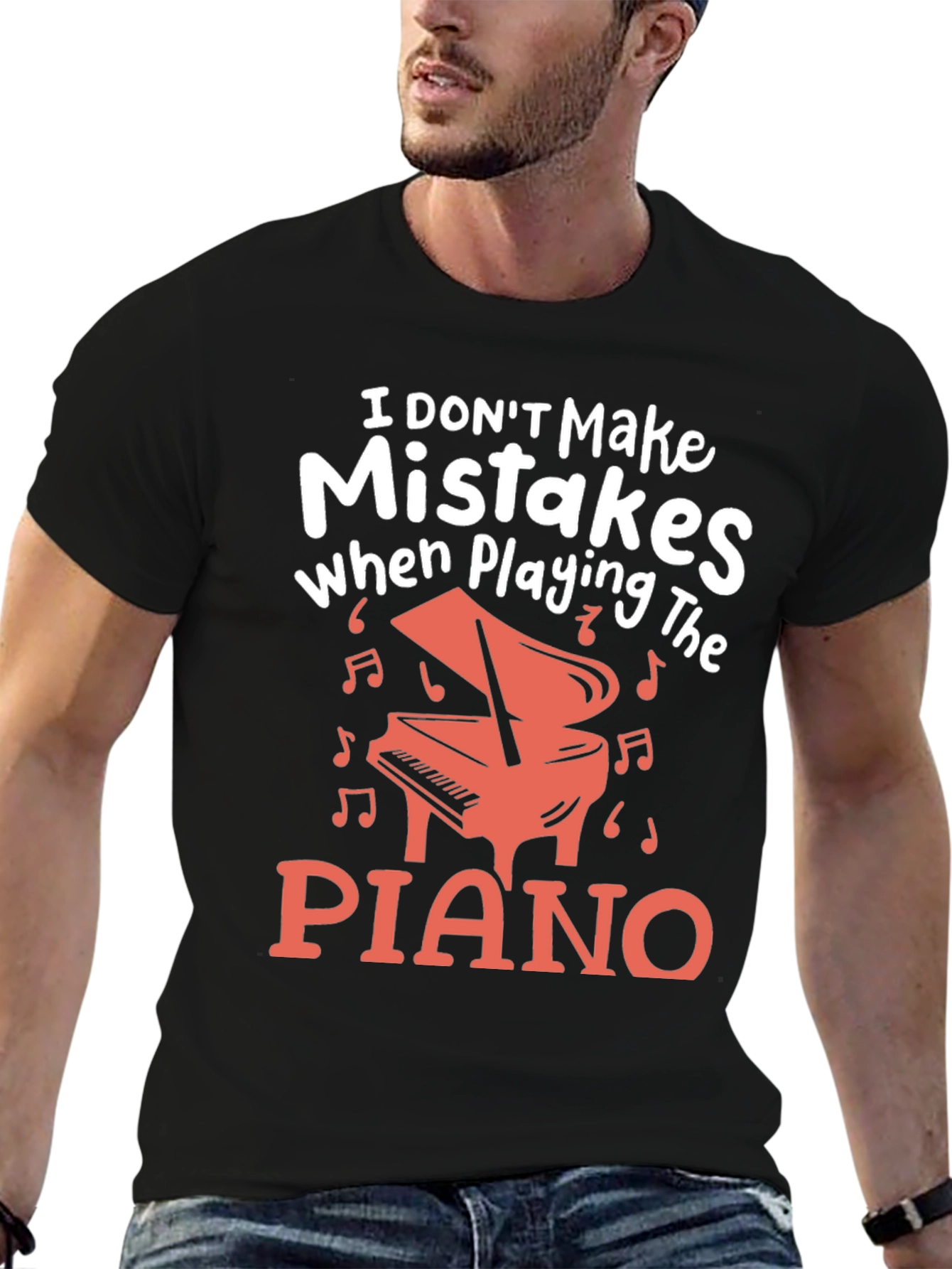 Black Funny Musician T-Shirt: I Don't Make Mistakes When Playing the Piano view 6