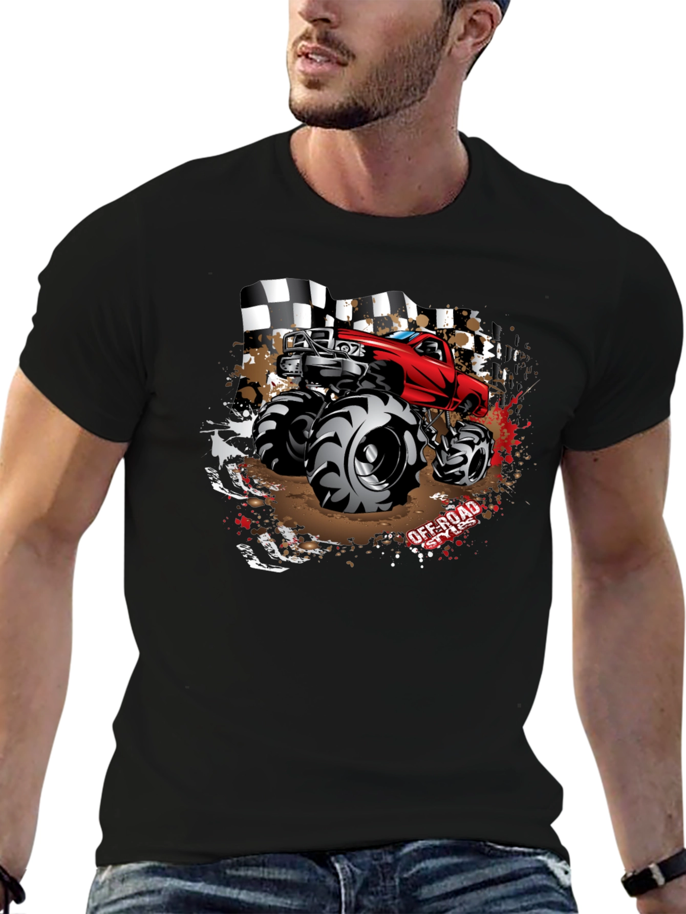 Black Monster Truck Off-Road T-Shirt view 6