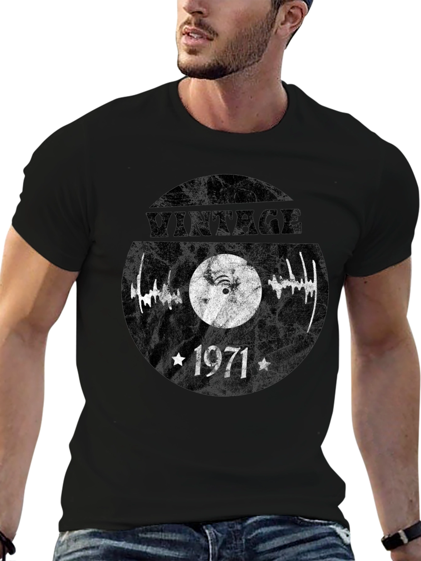 Black Vintage 1971 Record T-Shirt view 6