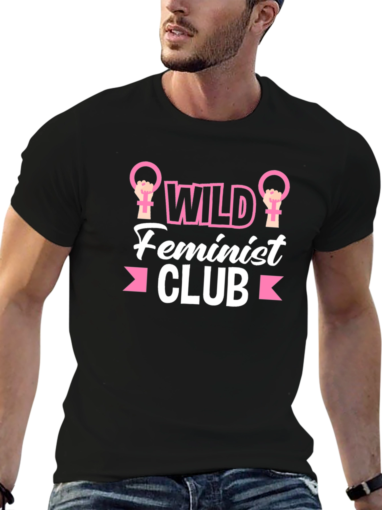 Black Wild Feminist Club Graphic T-Shirt view 6