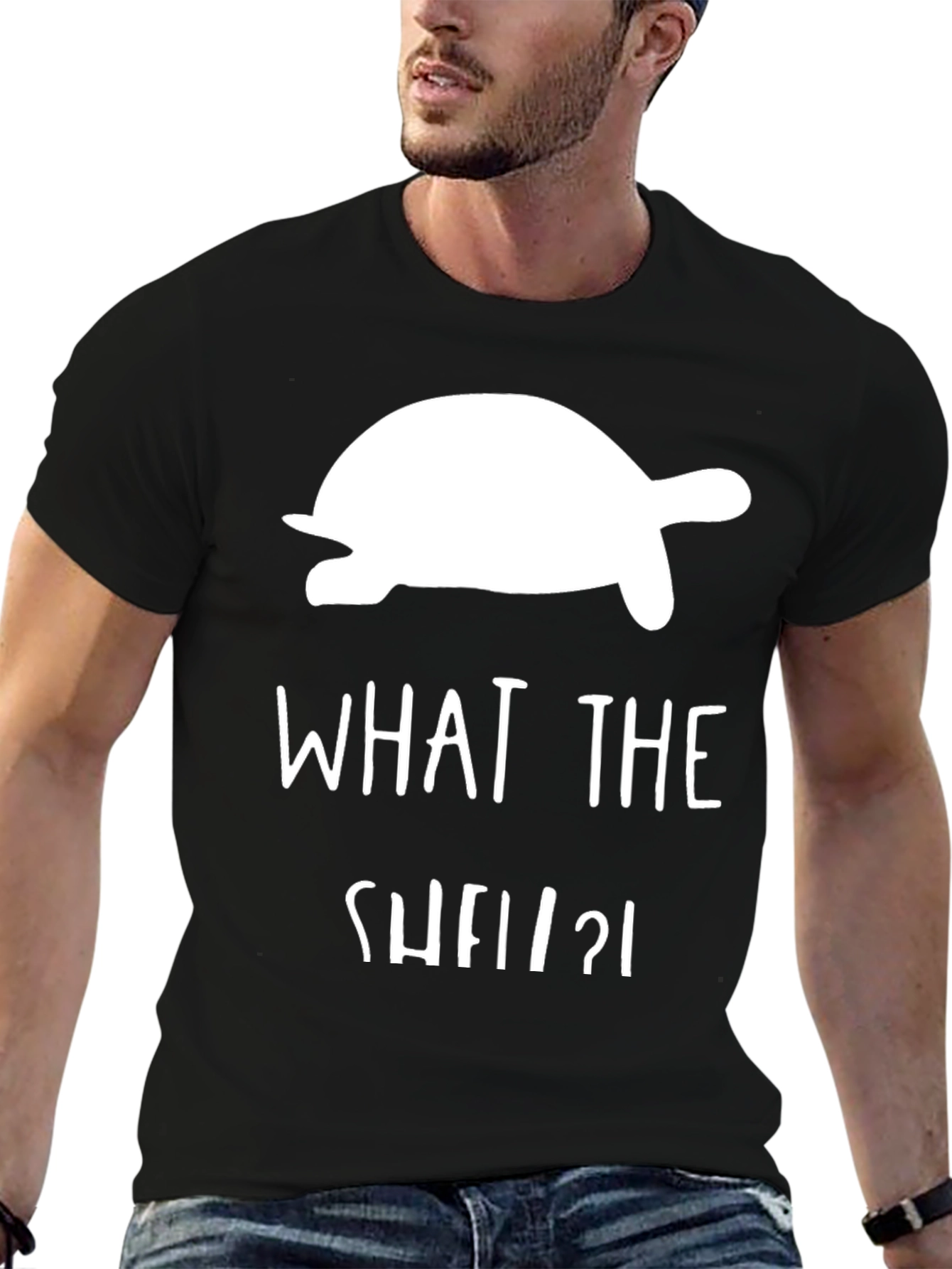 Black What the Shell Turtle T-Shirt view 6