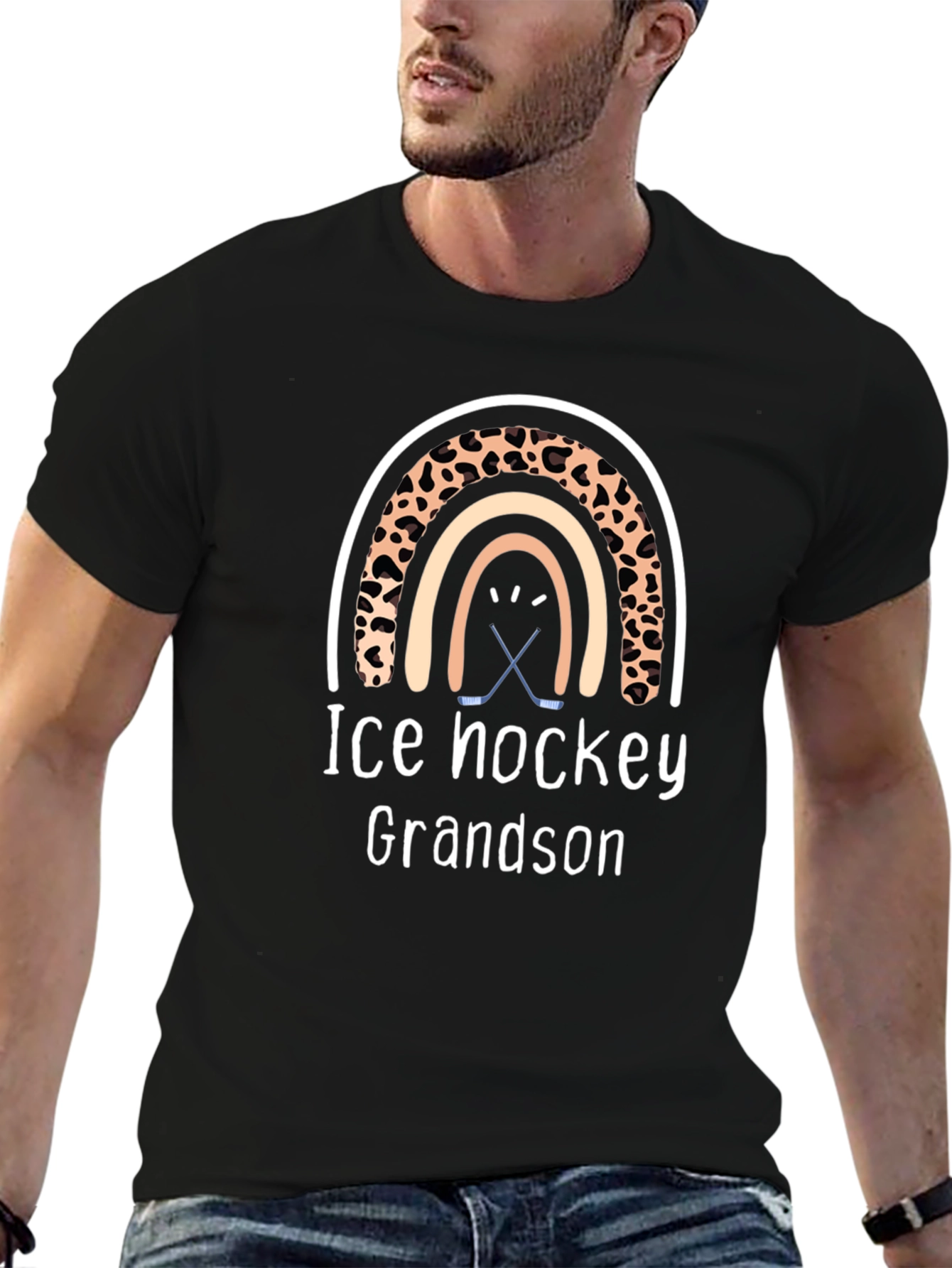 Black Ice Hockey Grandson Rainbow Graphic Tee view 6