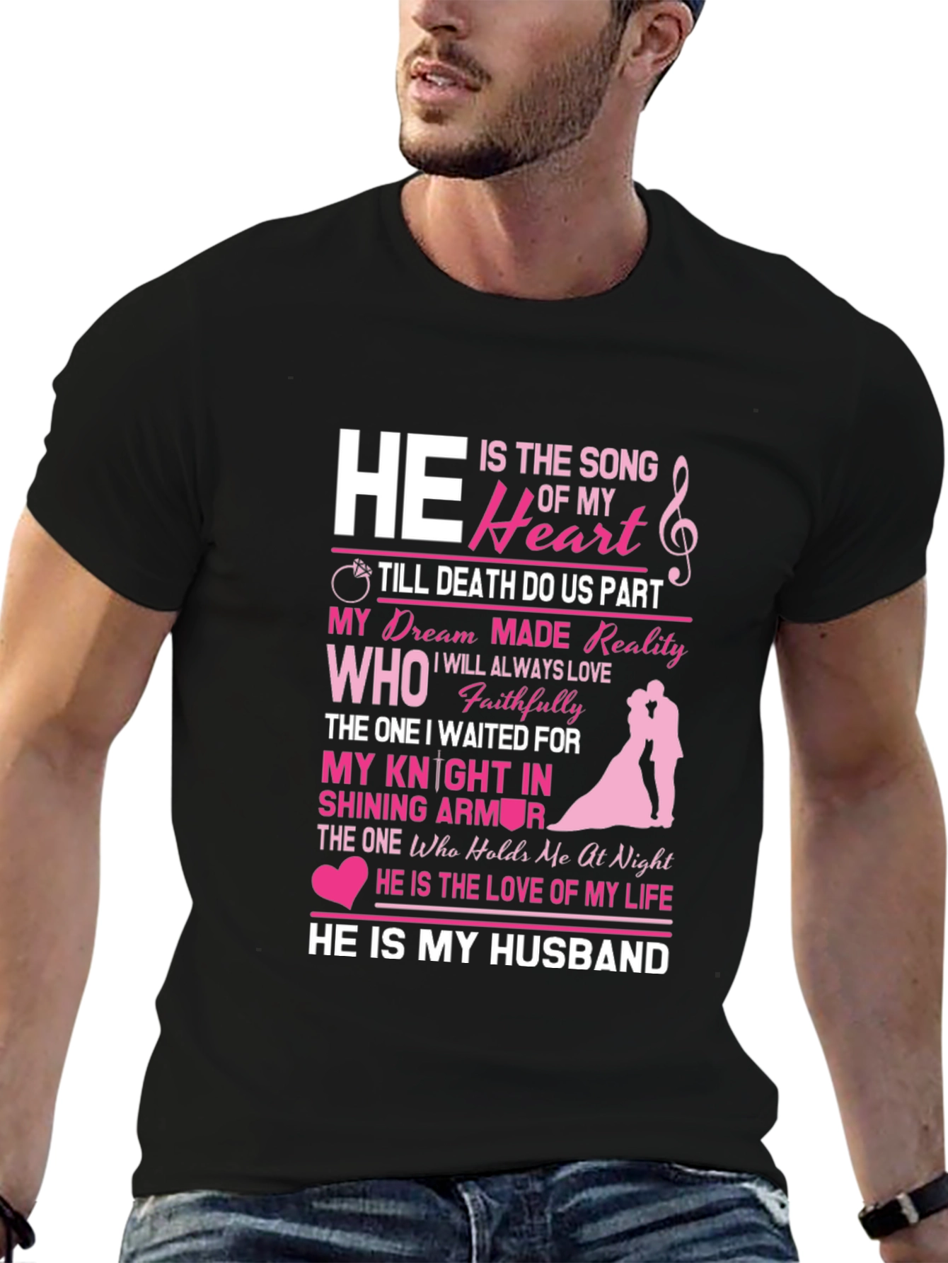 Black He Is My Husband Graphic Tee - Anniversary Gift view 6