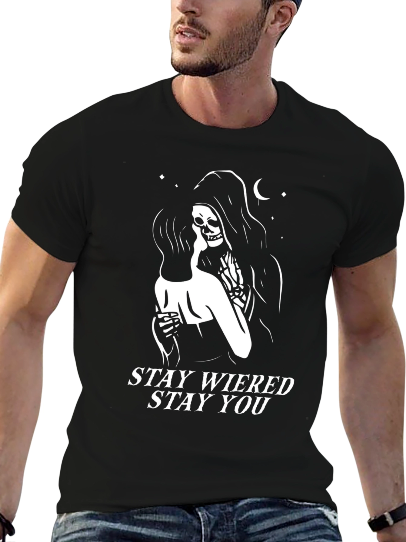 Black Stay Weird Stay You Graphic Tee - Black view 6