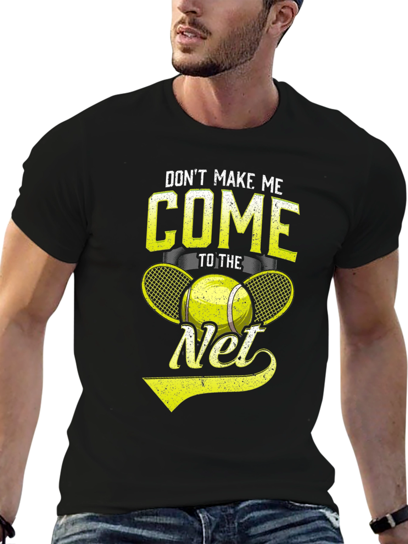 Black Tennis T-Shirt - Don't Make Me Come To The Net view 6