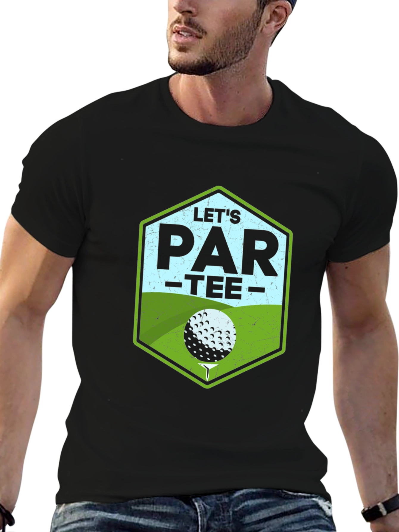 Black Let's Par-Tee Golf T-Shirt - Black Cotton Tee view 6