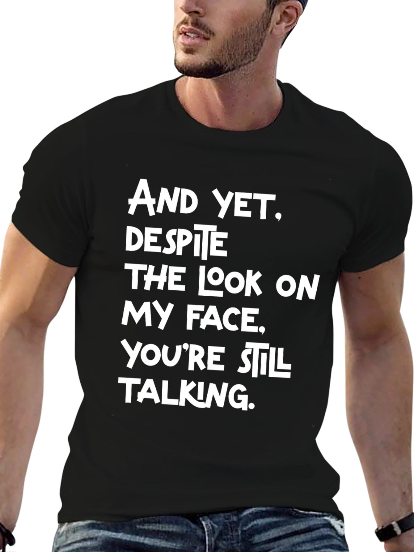 Black Sarcastic Slogan Graphic Tee view 6