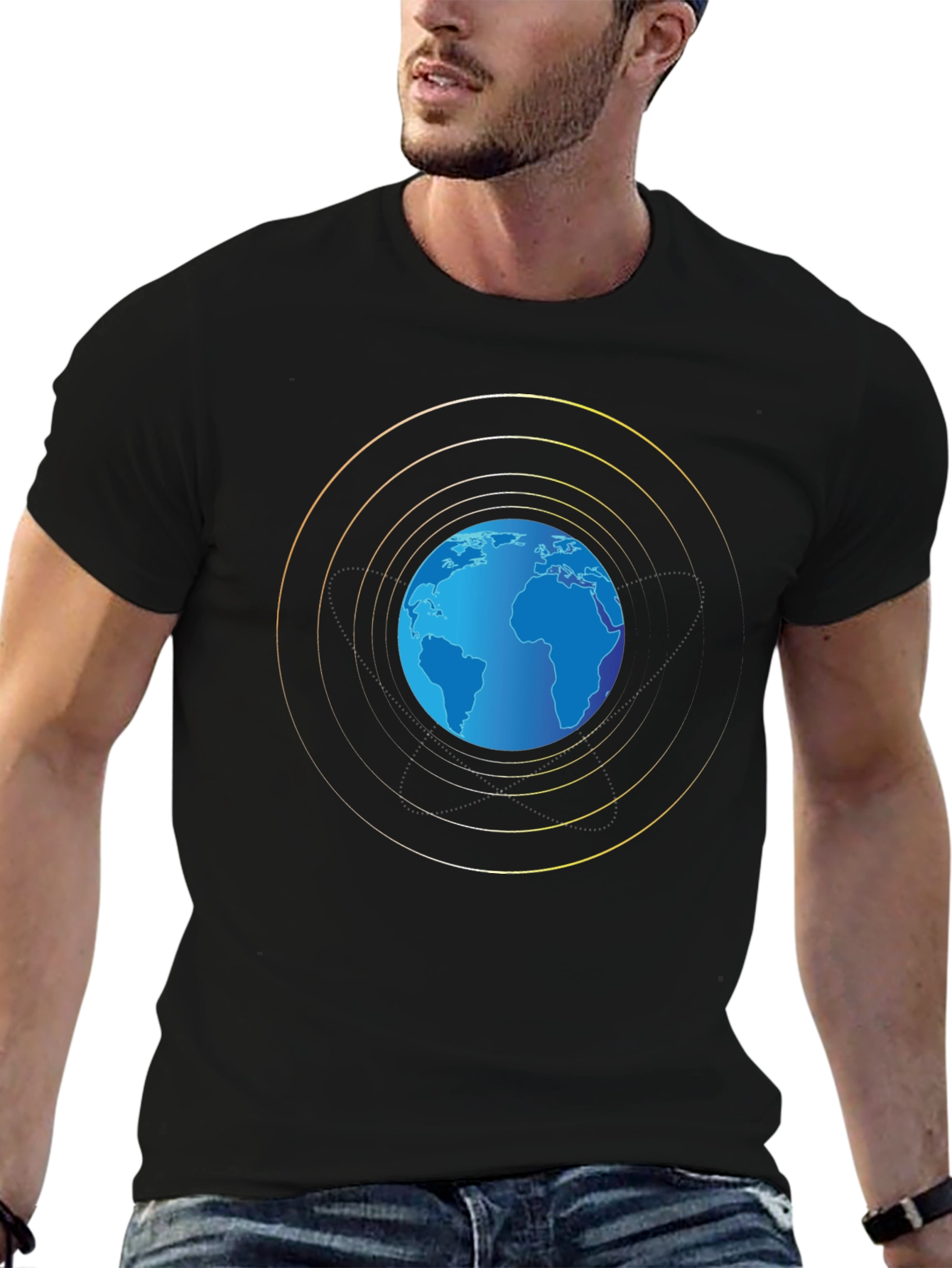 Black Globe Graphic Black T-Shirt view 6