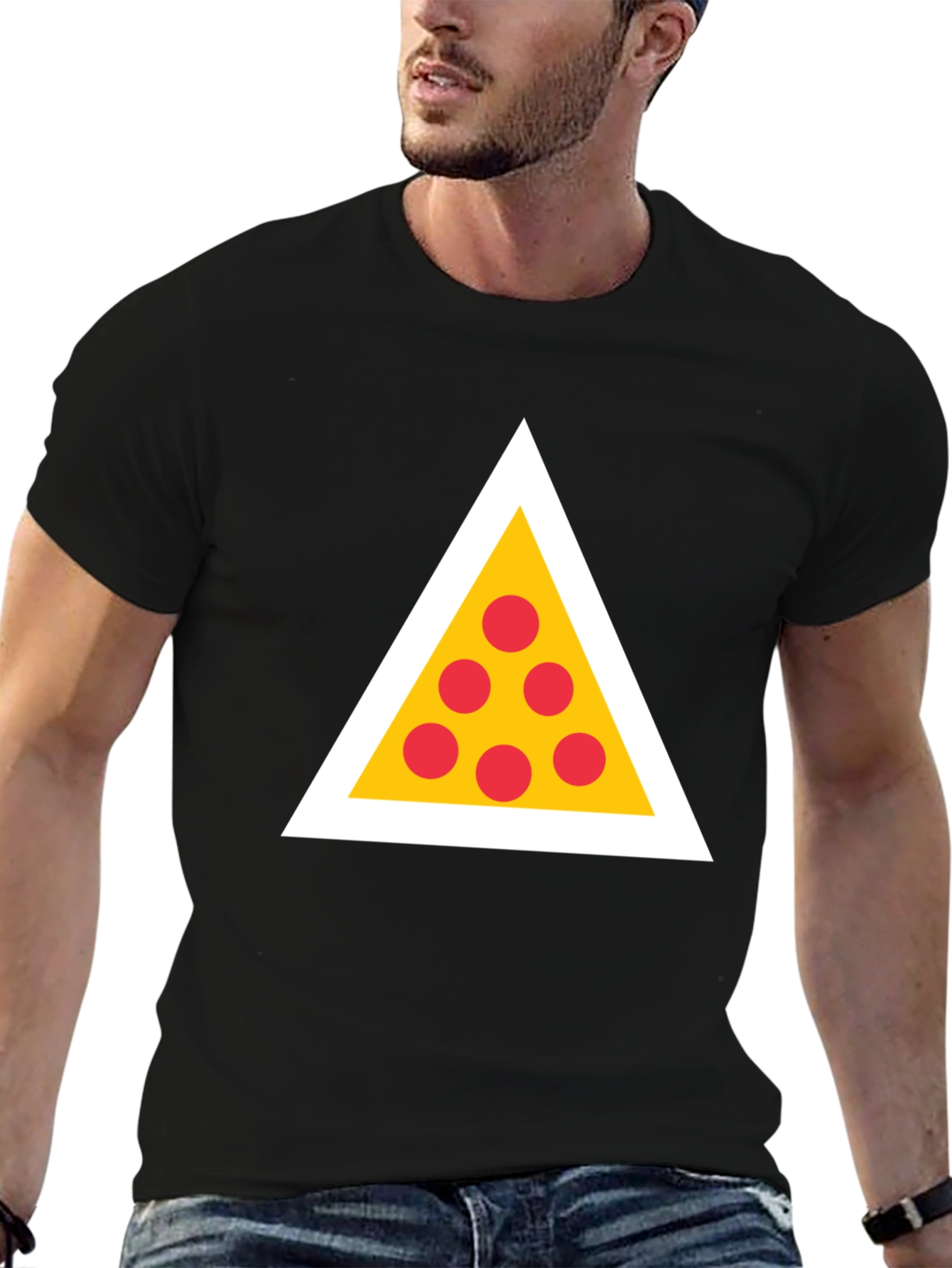 Black Pizza Triangle Graphic Tee - Black view 6