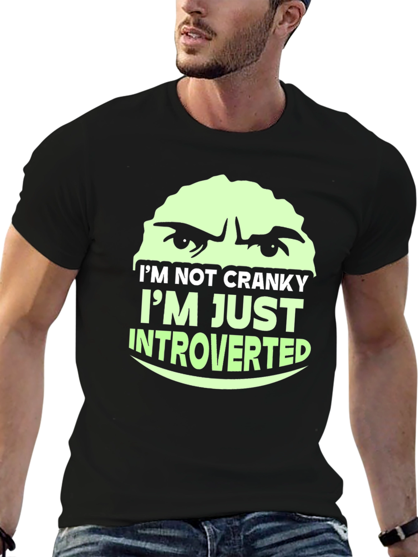 Black Introverted Graphic Tee -  Funny Slogan T-Shirt view 6
