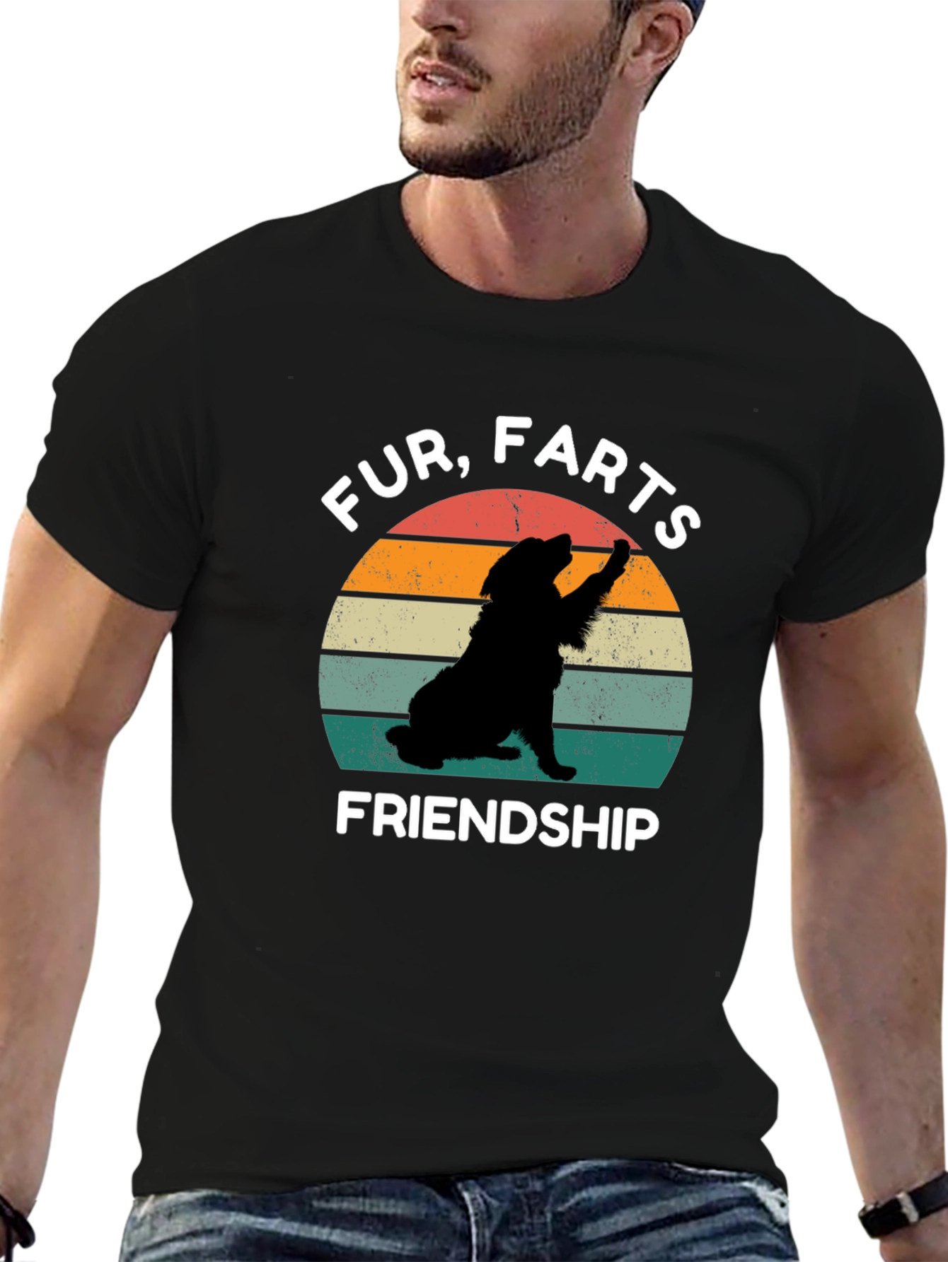 Black Fur Farts Friendship Black T-Shirt view 6