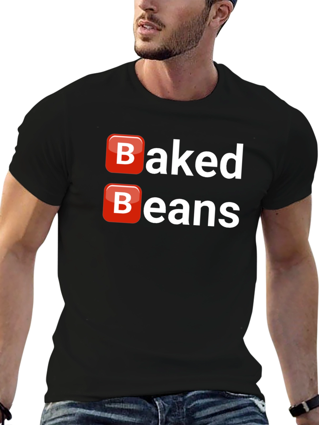 Black Baked Beans T-Shirt - Funny Food Tee view 6