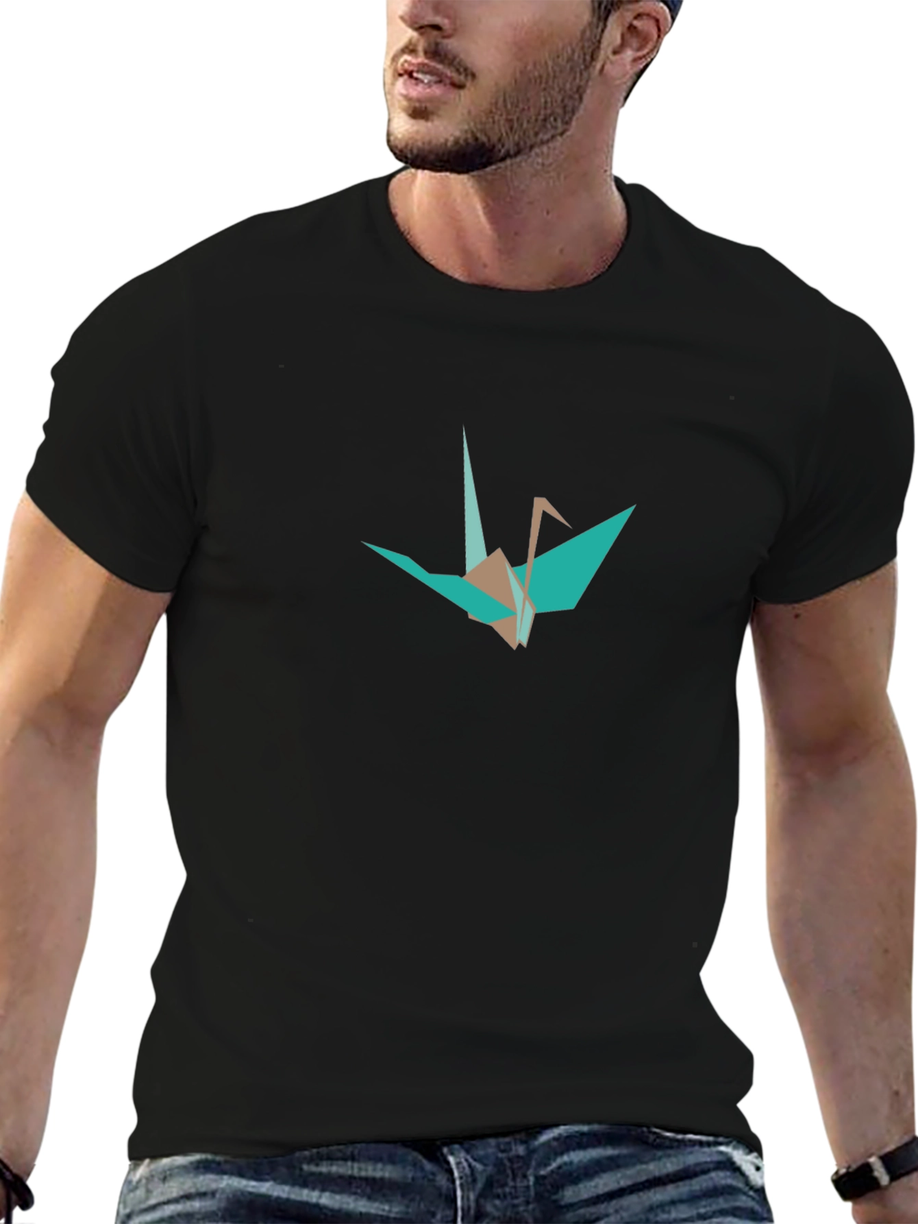 Black Origami Crane Graphic Tee - Stylish Casual Wear view 6
