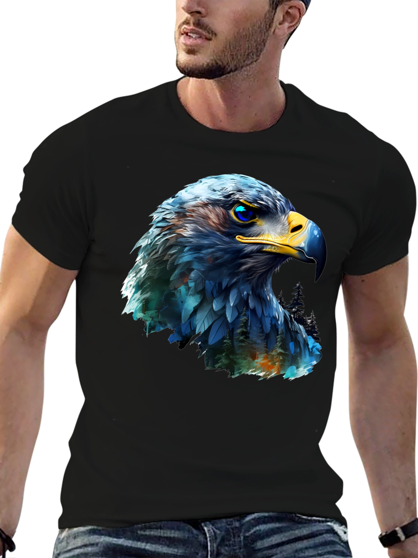 Black Eagle Graphic Print Black T-Shirt view 6
