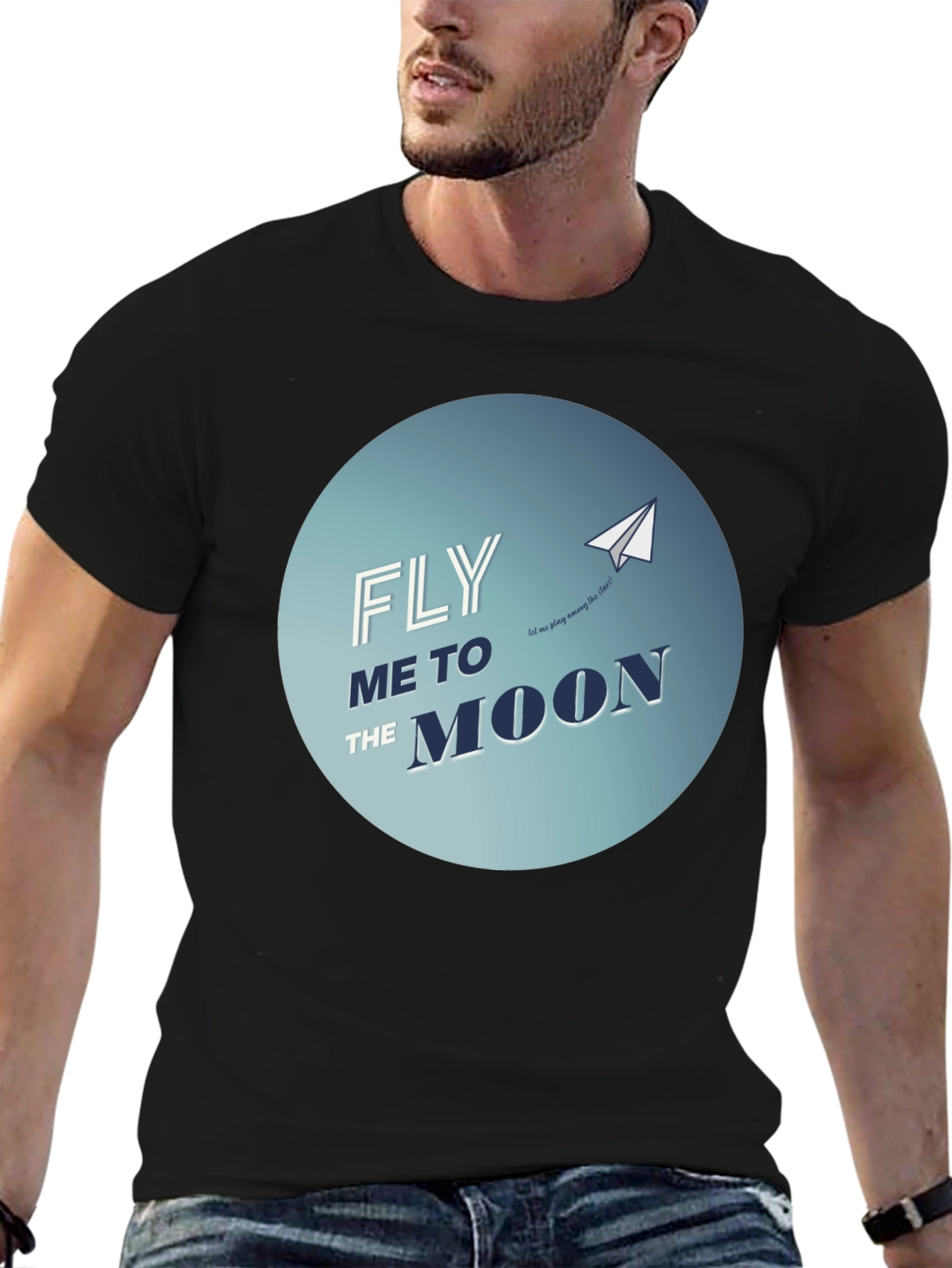 Black Fly Me to the Moon Graphic Tee view 6
