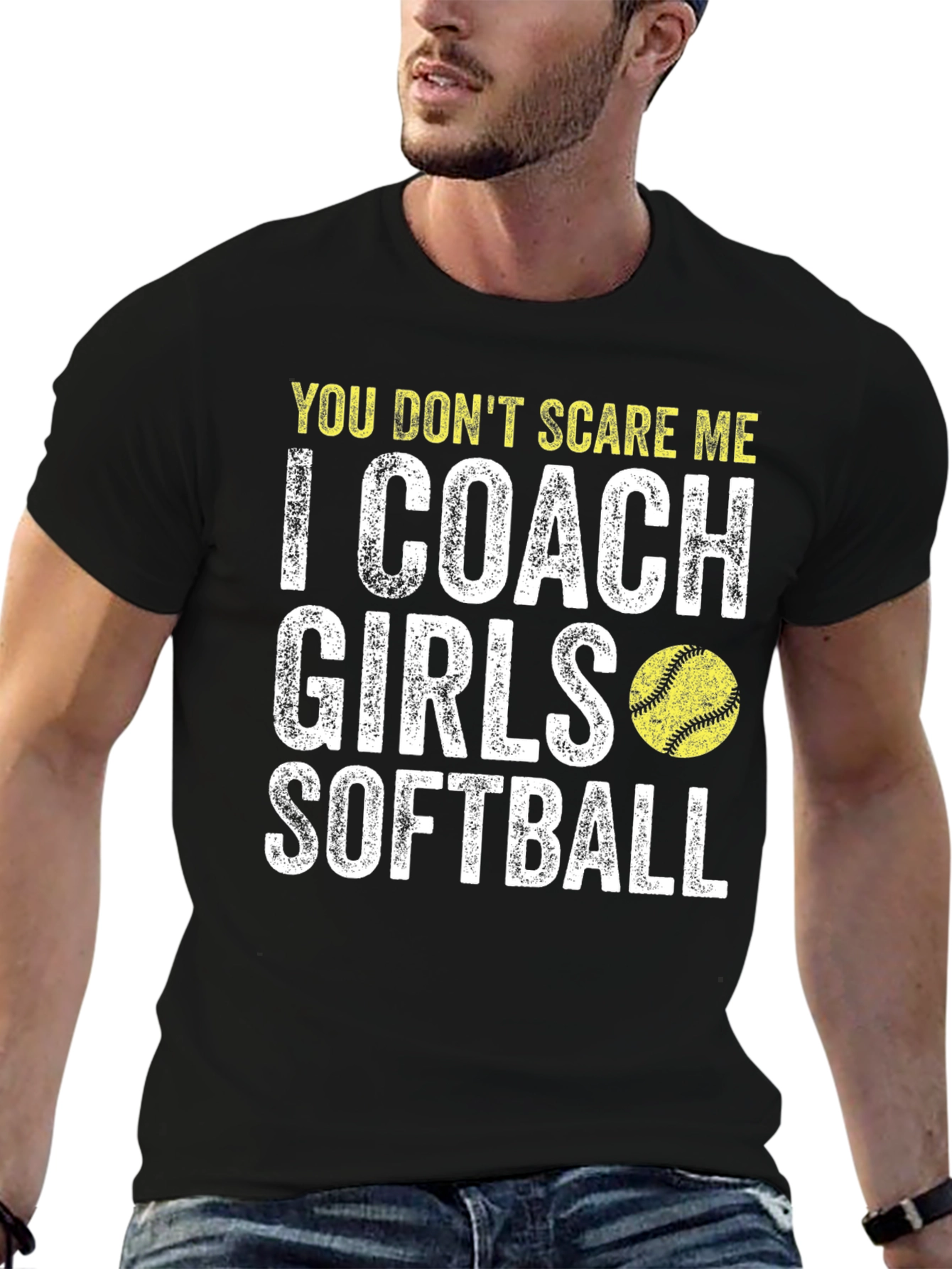 Black Coach Girls Softball T-Shirt view 6