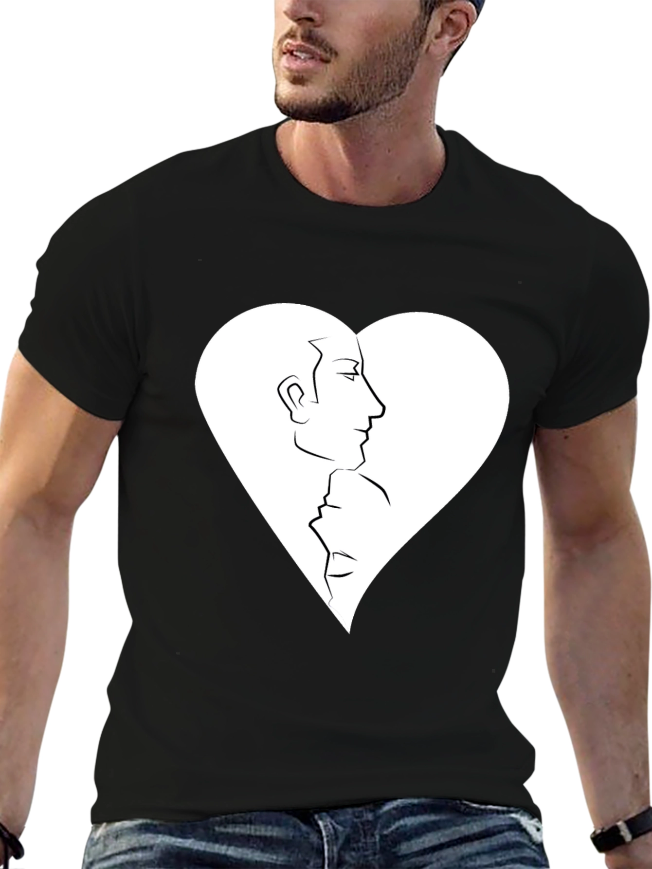 Black Heart Faces Graphic Tee - Black Casual Shirt view 6