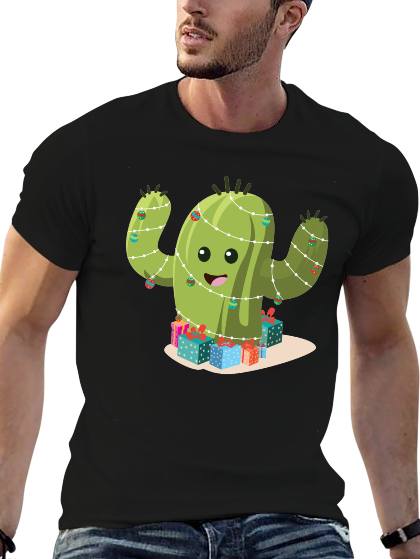 Black Festive Cactus Graphic Tee view 6