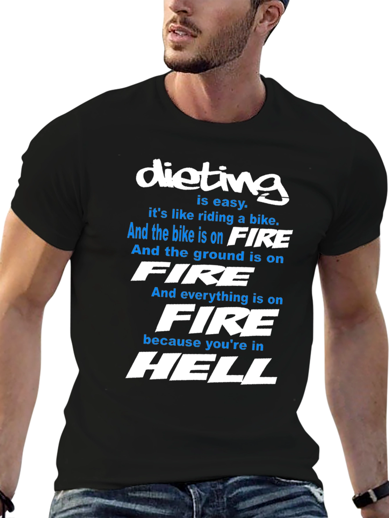 Black Dieting is Hell T-Shirt - Funny Fitness Motivation view 6
