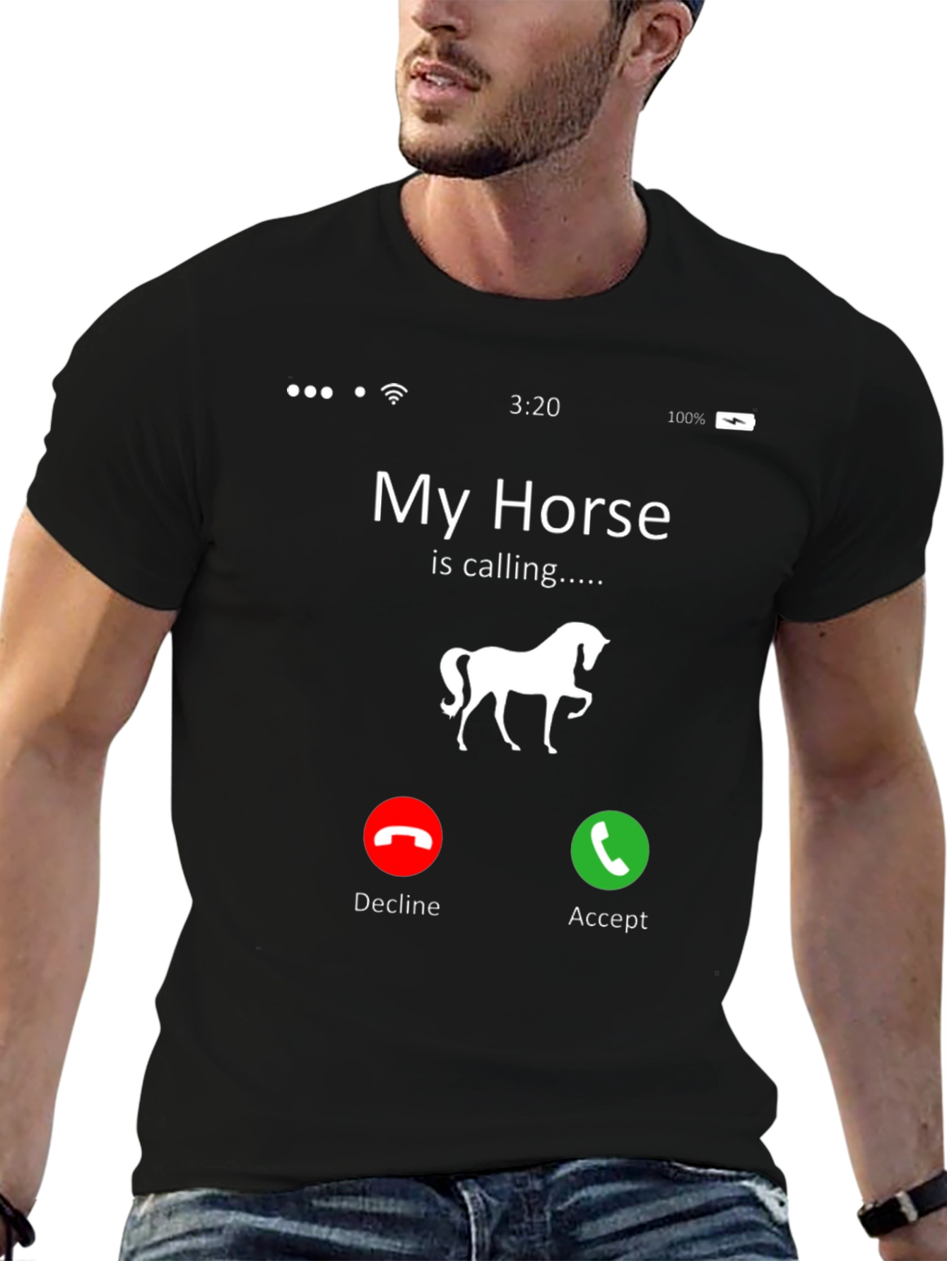 Black My Horse Is Calling Black Graphic Tee view 6