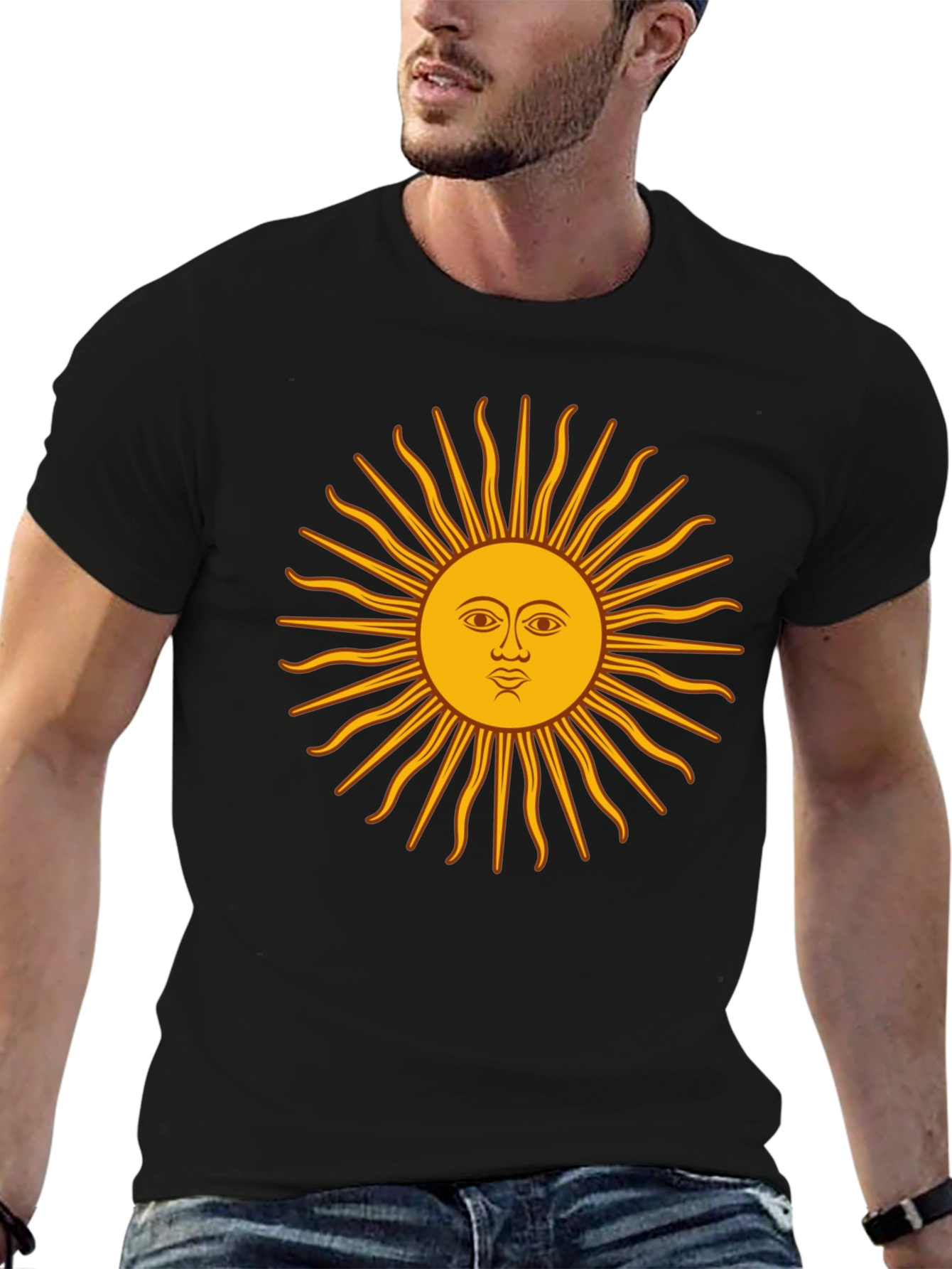 Black Graphic Sun T-Shirt - Casual Black Tee view 6