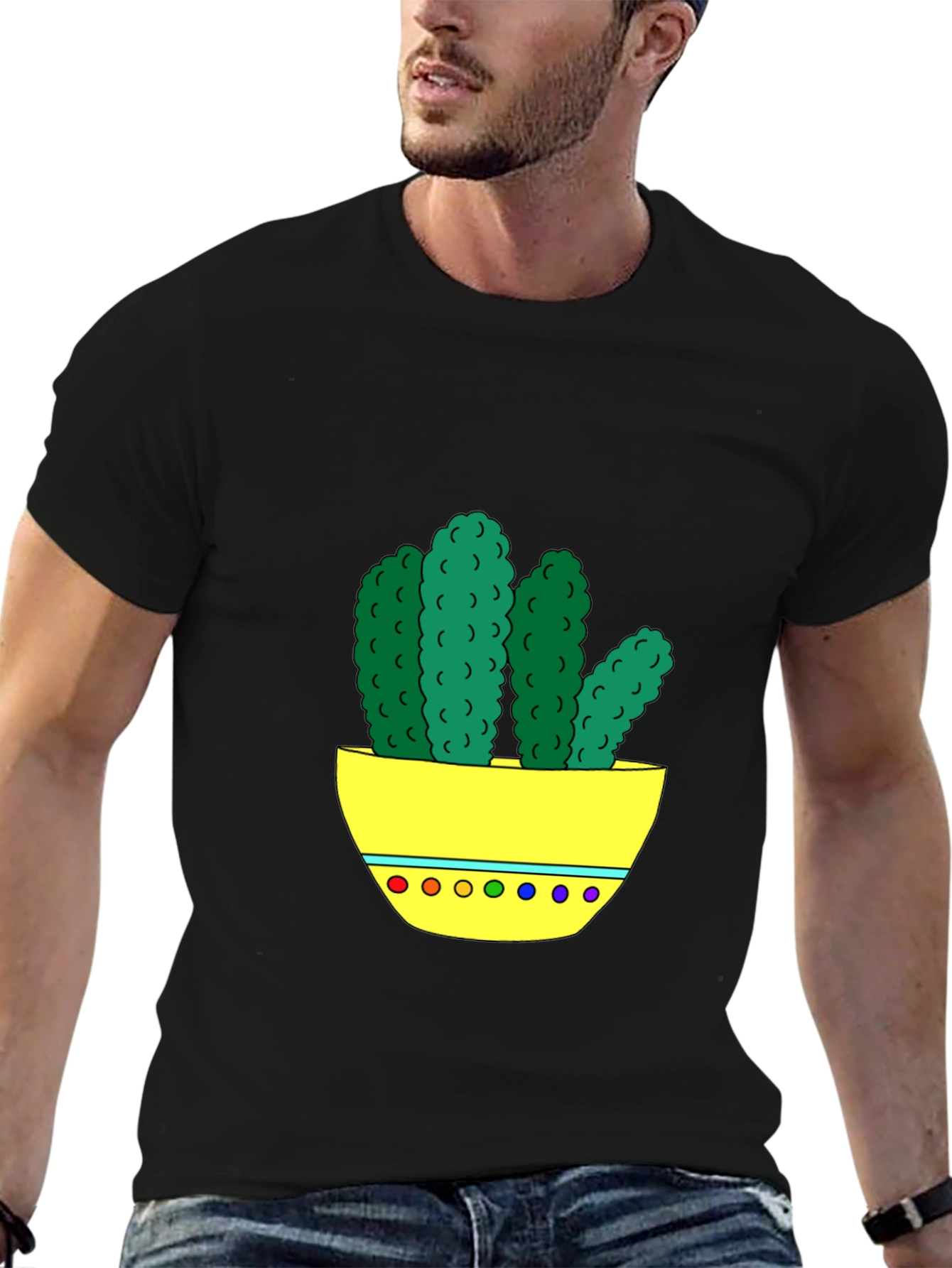 Black Cactus Graphic Tee - Unique Colorful Design view 6