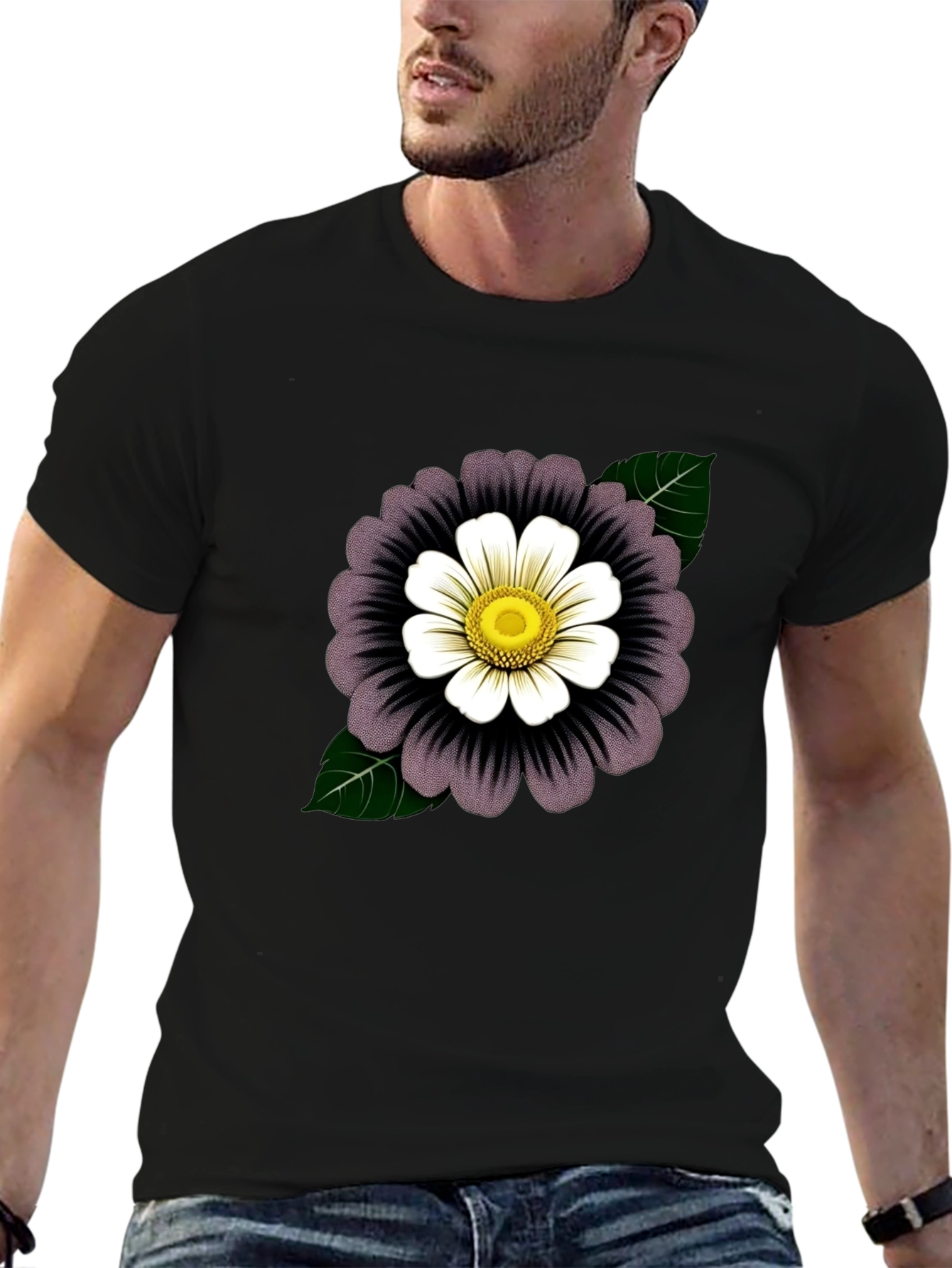 Black Floral Graphic Tee - Stylish Black T-Shirt view 6