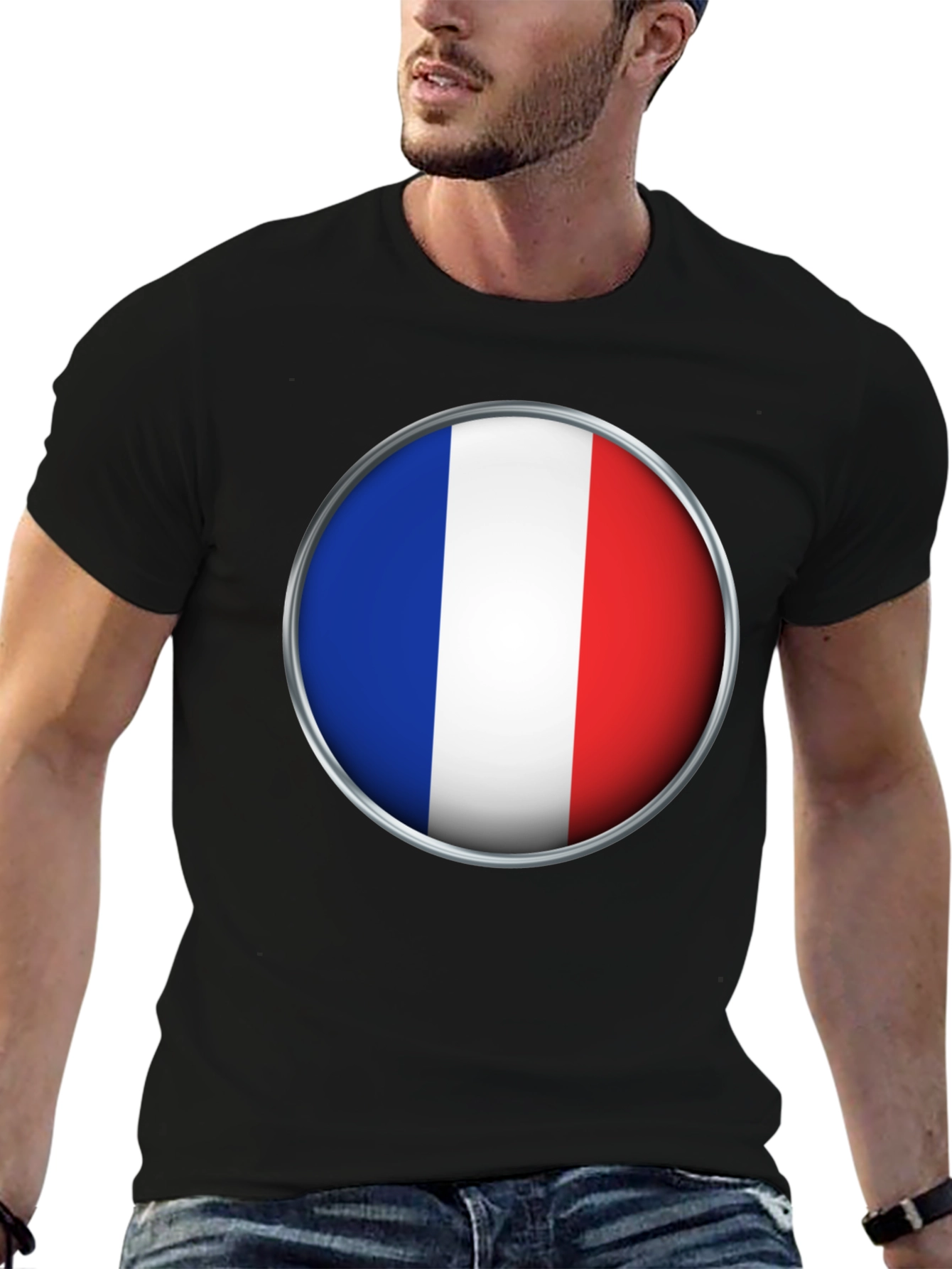 Black French Flag T-Shirt - Stylish National Pride Tee view 6