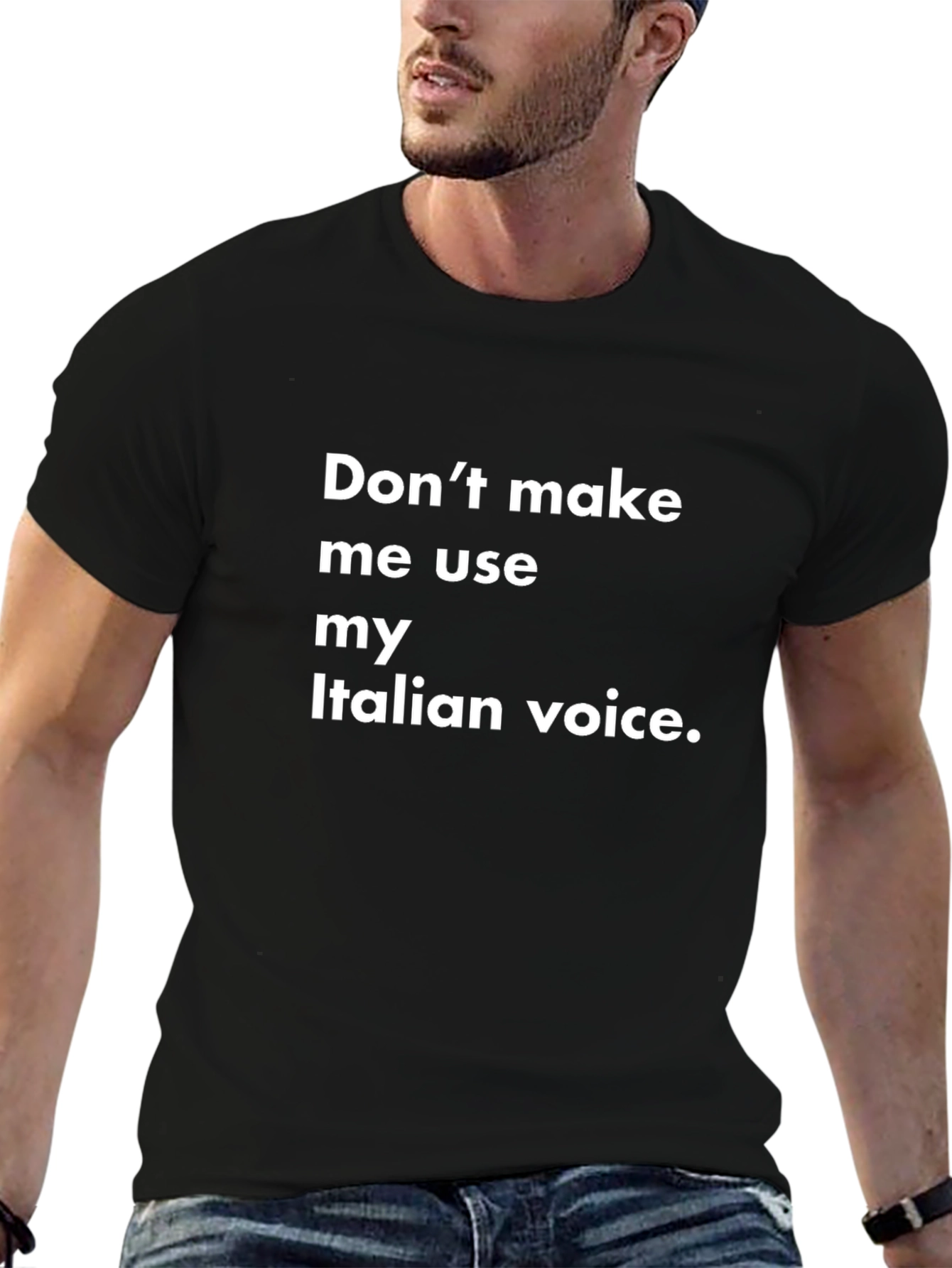 Black Italian Voice T-Shirt - Humorous Graphic Tee view 6