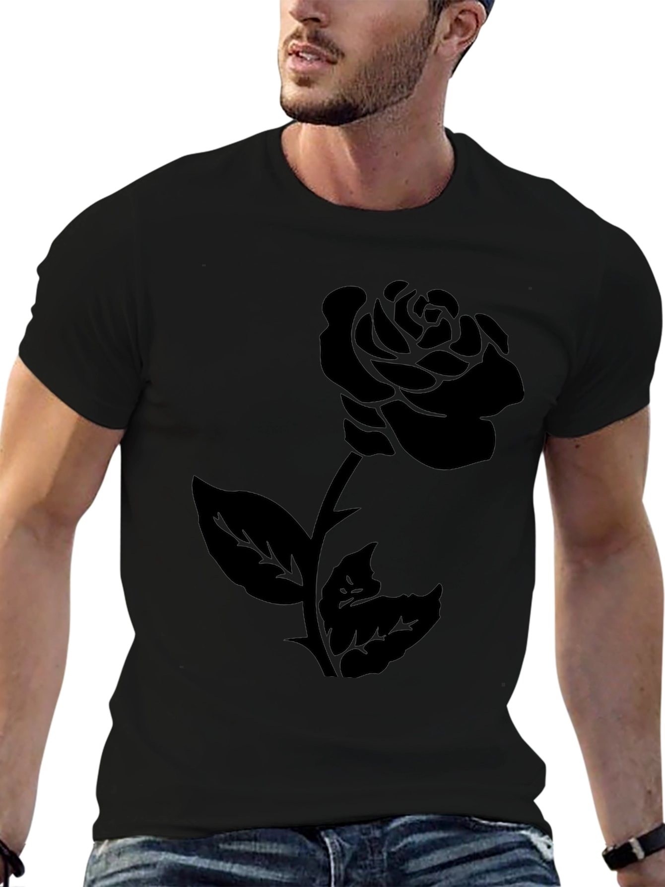 Black Rose Graphic Tee - Mens Black T-Shirt view 6