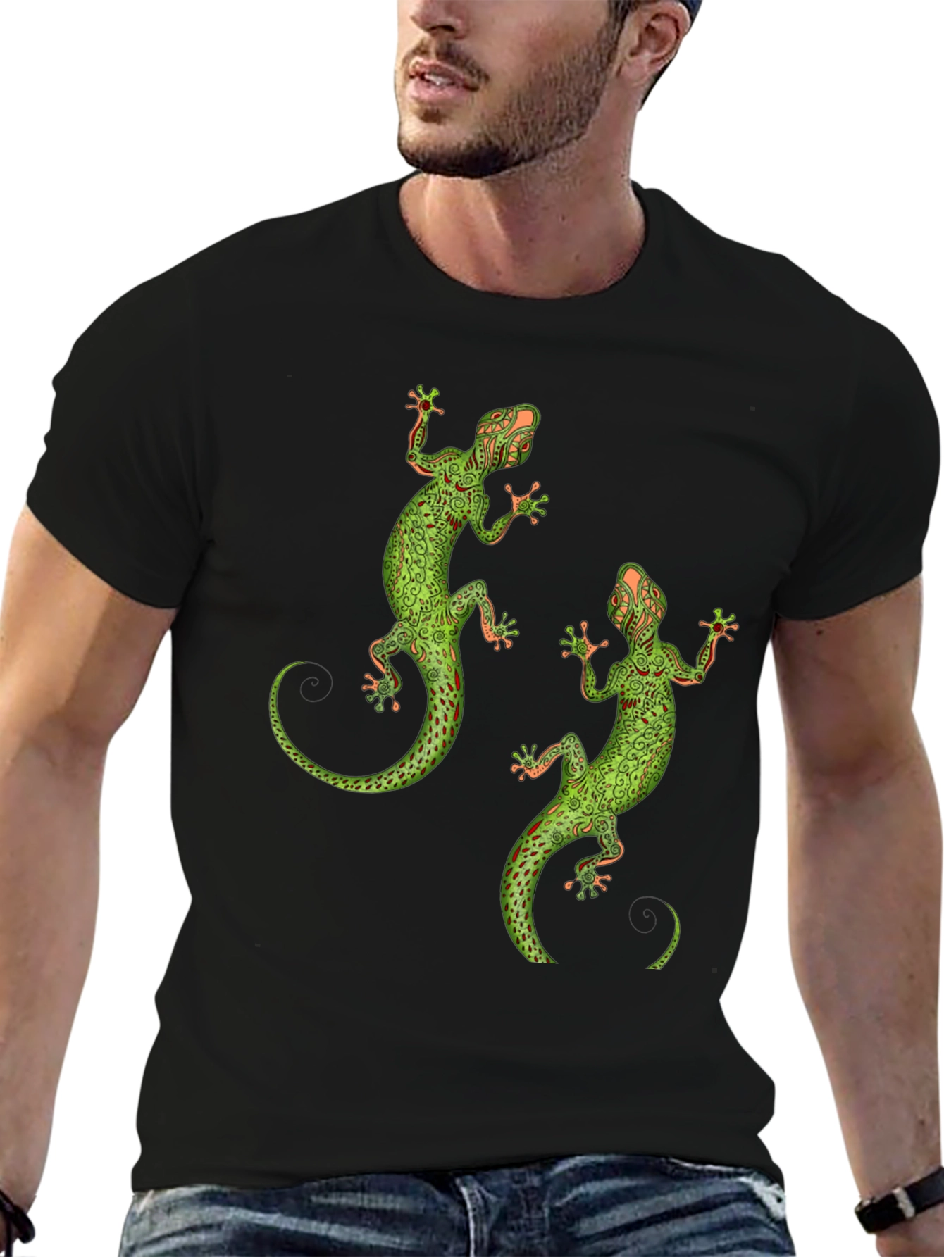 Black Lizard Graphic Tee - Unique Reptile Print view 6