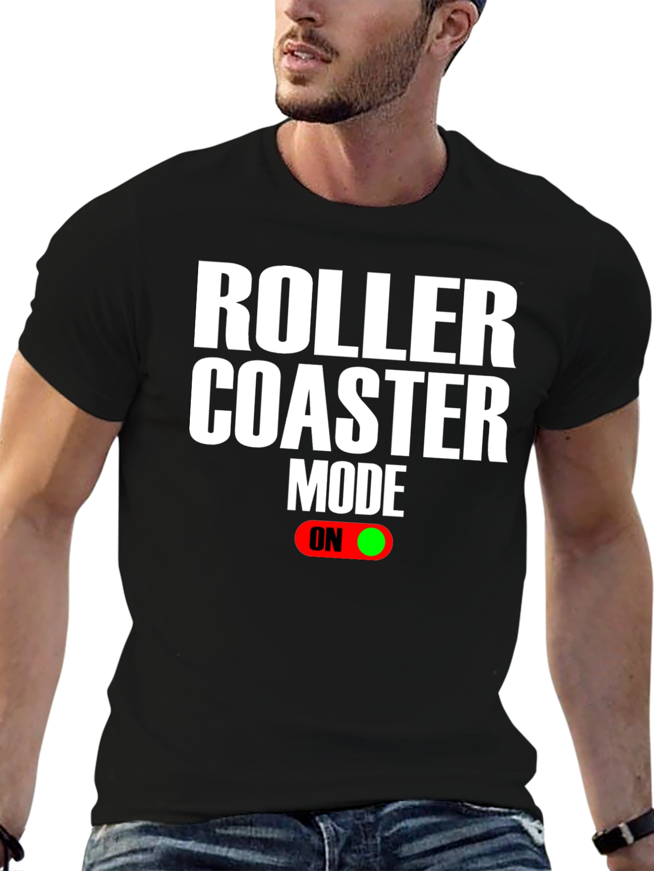 Black Roller Coaster Mode On T-Shirt view 6