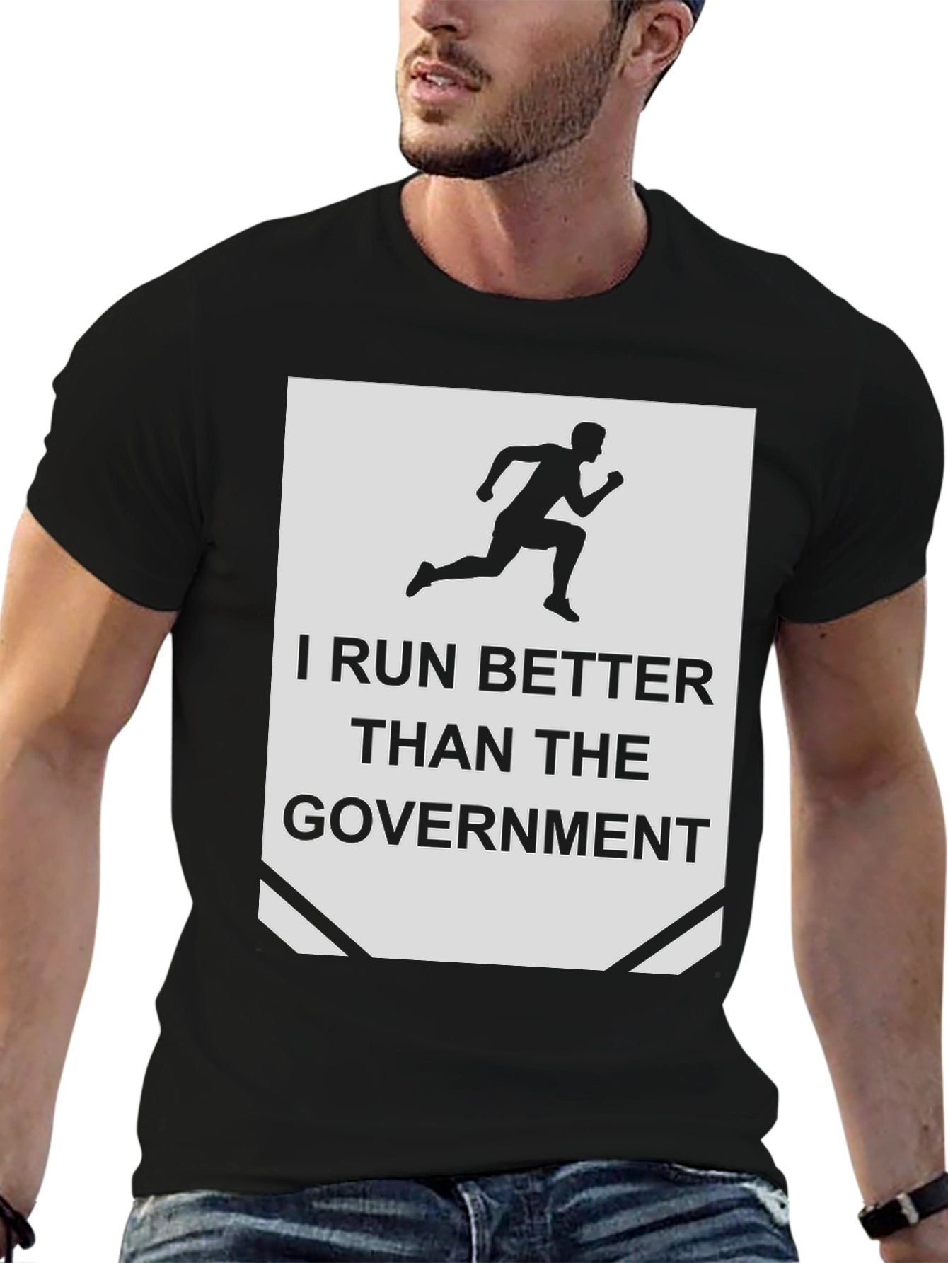 Black I Run Better Than the Government T-Shirt view 6